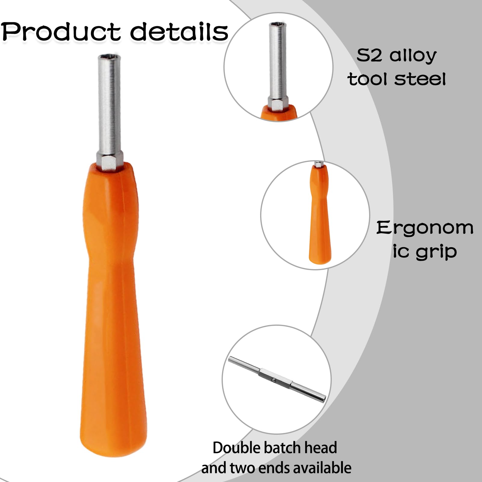 4.5mm & 3.8mm Double-End Gamebit Screwdriver Set - S2 Alloy Steel for Nintendo Consoles (NES, SNES, N64, GameBoy, GameCube) - Orange Handle - Perfect for Game Console Repairs & Modifications