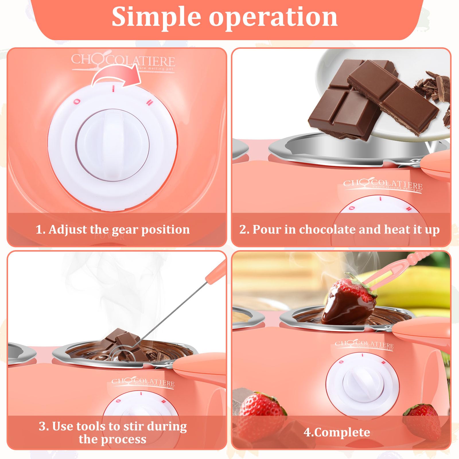 2 in 1 Electric S'mores Maker & Fondue Pot - Dual Melting Chocolate Warmer for Cheese, Candy & Butter - Food Grade Mini Electric Chocolate Melter with Double Pots - Perfect for Parties, Camping & Family Gatherings
