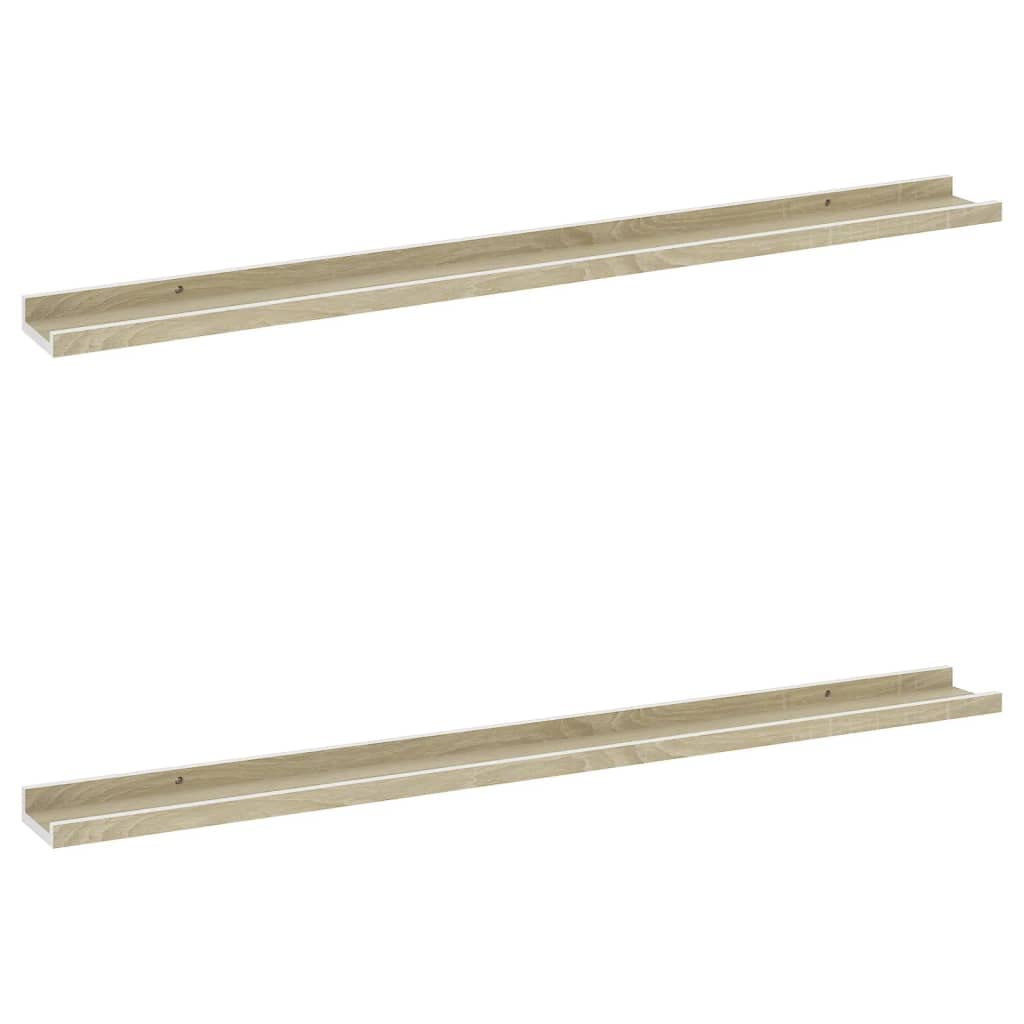 2-Pack Floating Wall Shelves Set - White & Sonoma Oak (39.4