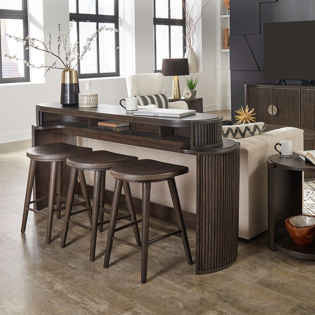 Modern City View Console Table with 2 Stools - Entryway Sofa Table for Small Spaces, Hallway Decor, Living Room Accent Furniture - Perfect for Apartments, Condos & Home Offices