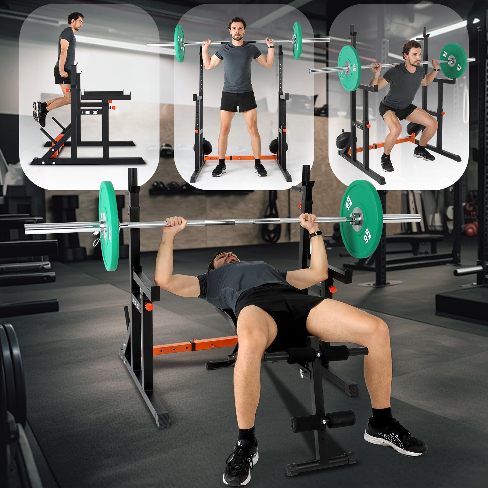 Adjustable Home Gym Squat Rack with Olympic Bar Holder - Multifunctional Power Cage for Weightlifting, Squats & Bench Press - Heavy Duty Steel Construction Supports 200KG - Perfect for Home Workouts & Strength Training