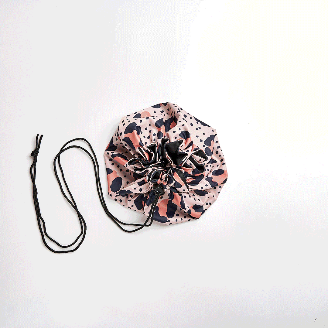 Nude Pink Animal Print Open Flat Drawstring Makeup Bag - Travel Cosmetic Pouch for Women, Girls | Perfect for Gym, Beach & Everyday Use
