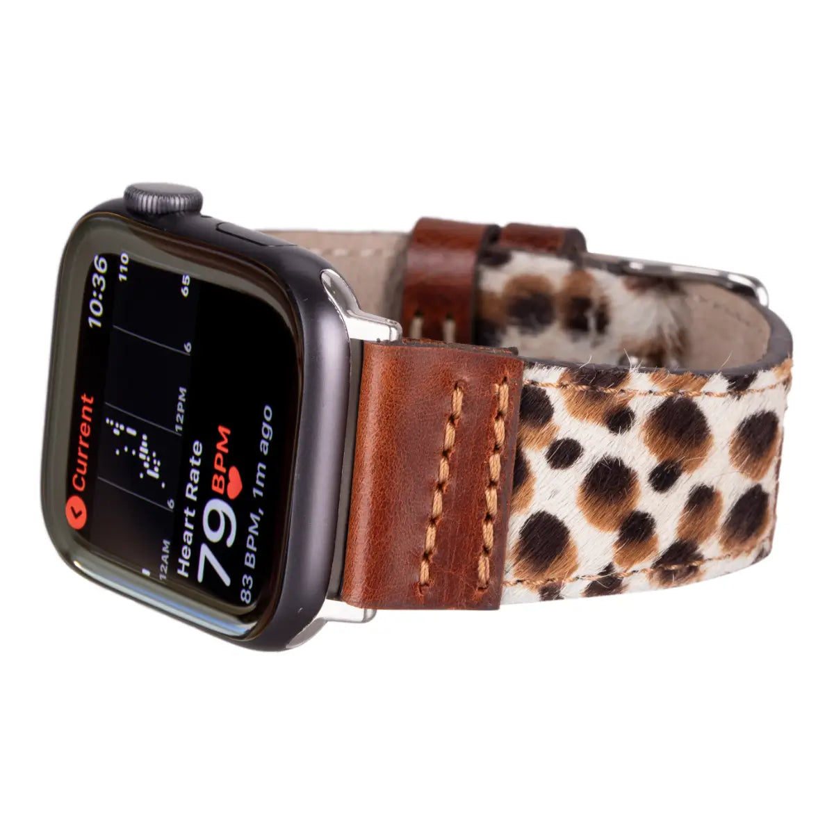 Brown Leopard Print Genuine Leather Sport Band for Apple Watch - Stylish & Durable Replacement Strap for Workouts, Running & Everyday Wear