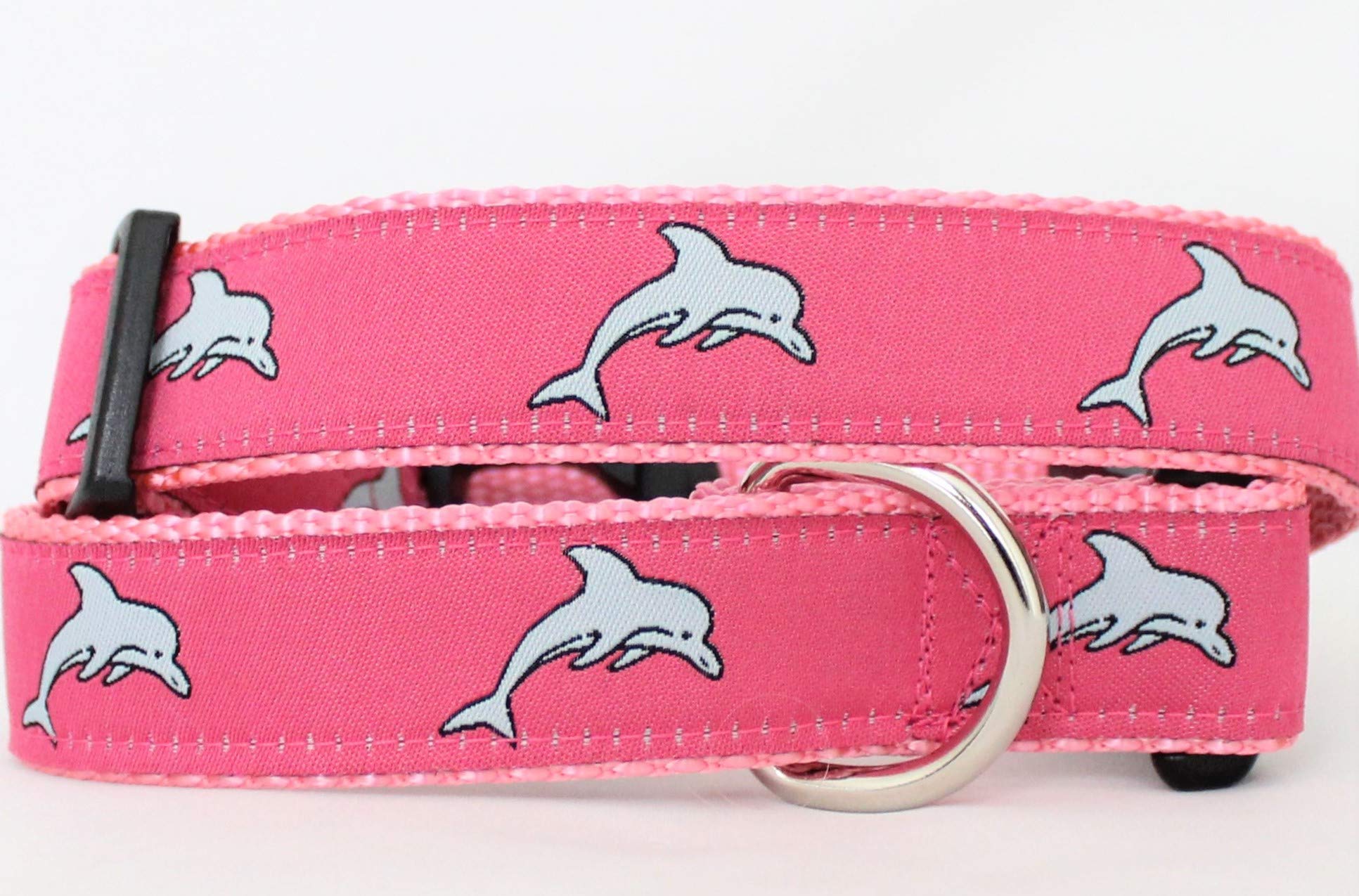 Dolphin Pink 1 Inch Adjustable Dog Collar for Small to Medium Dogs (12-17 Inches) - Perfect for Daily Walks, Training, and Pet Fashion Accessories