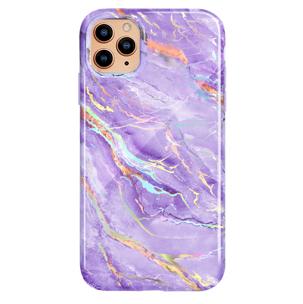 Purple Holographic Moonstone iPhone Case - Durable & Stylish Phone Cover for iPhone 13/14/15 Pro Max - Perfect for Everyday Use, Travel & Gift Giving