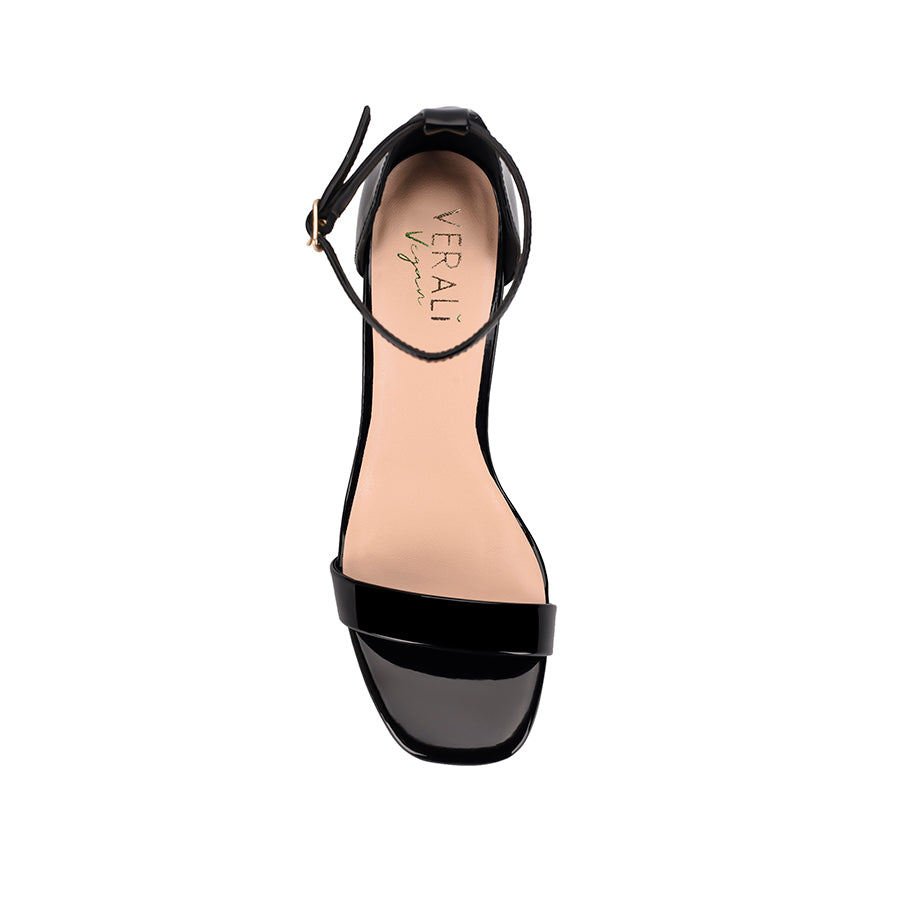 Carly Women's Black Patent Leather Block Heel Sandals - Comfortable & Stylish for Weddings, Parties & Office Wear