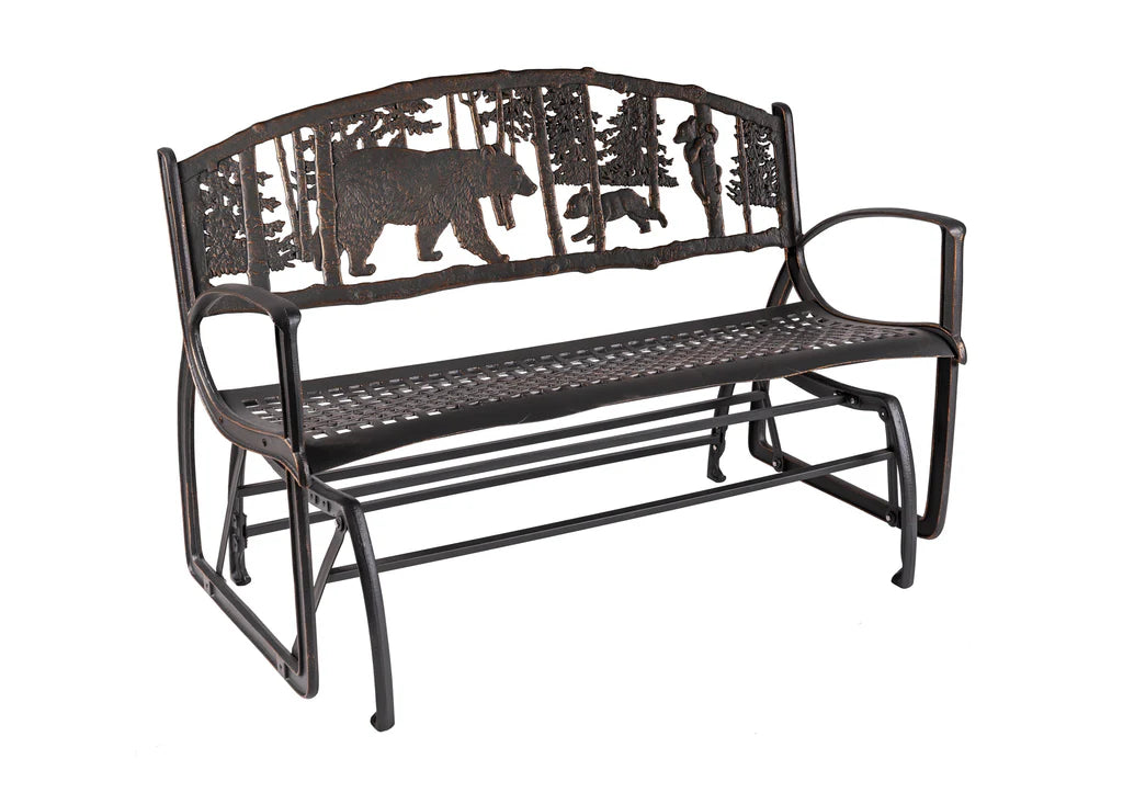 Outdoor Bear Glider Bench - Heavy Duty Rocking Garden Bench for Patio, Porch & Backyard - Perfect for Relaxing, Swinging & Enjoying Nature