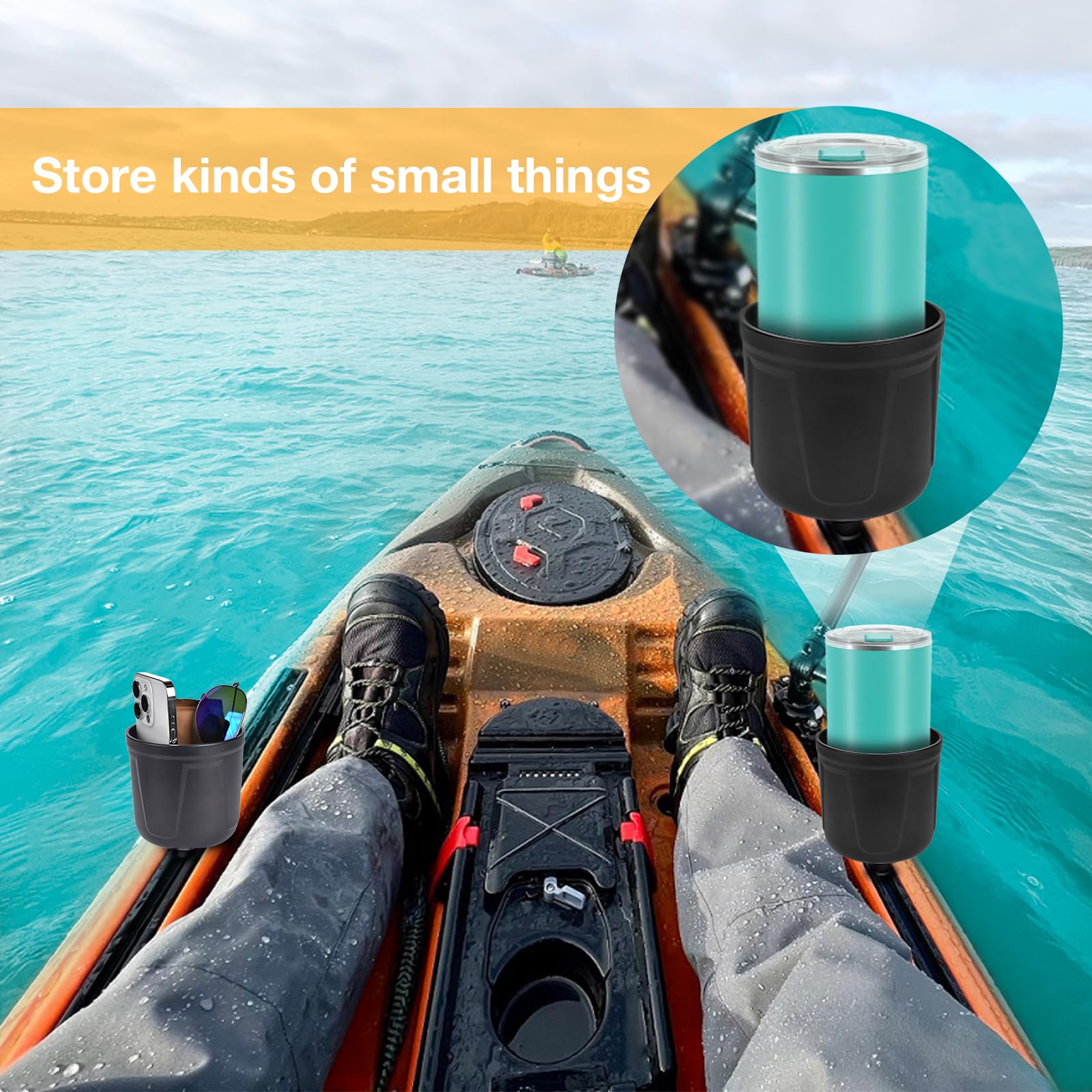 **Kayak Cup Holder - Multifunctional Water Bottle Holder & Lures Storage for Kayak Fishing Accessories | Track Mount Installation | Perfect for Fishing, Camping & Outdoor Adventures**