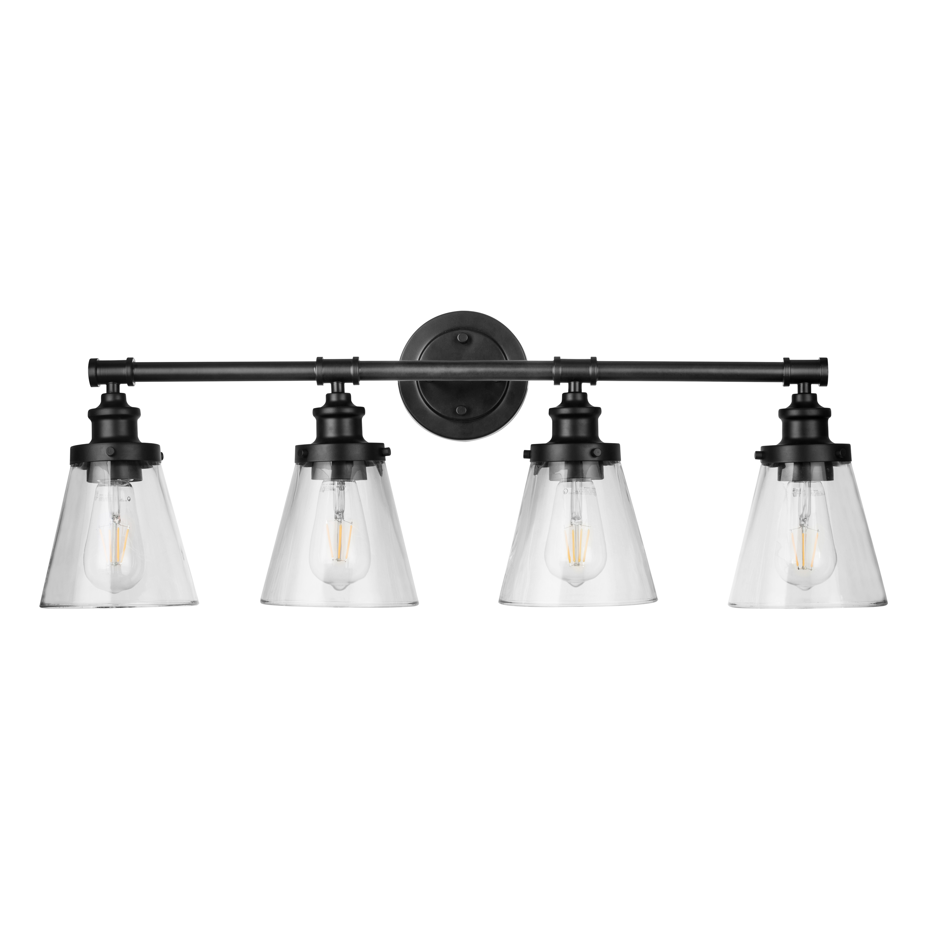 Helenah 4-Light Vanity Light Fixture in Matte Black - Perfect for Bathroom, Bedroom, and Dressing Room Makeup Lighting