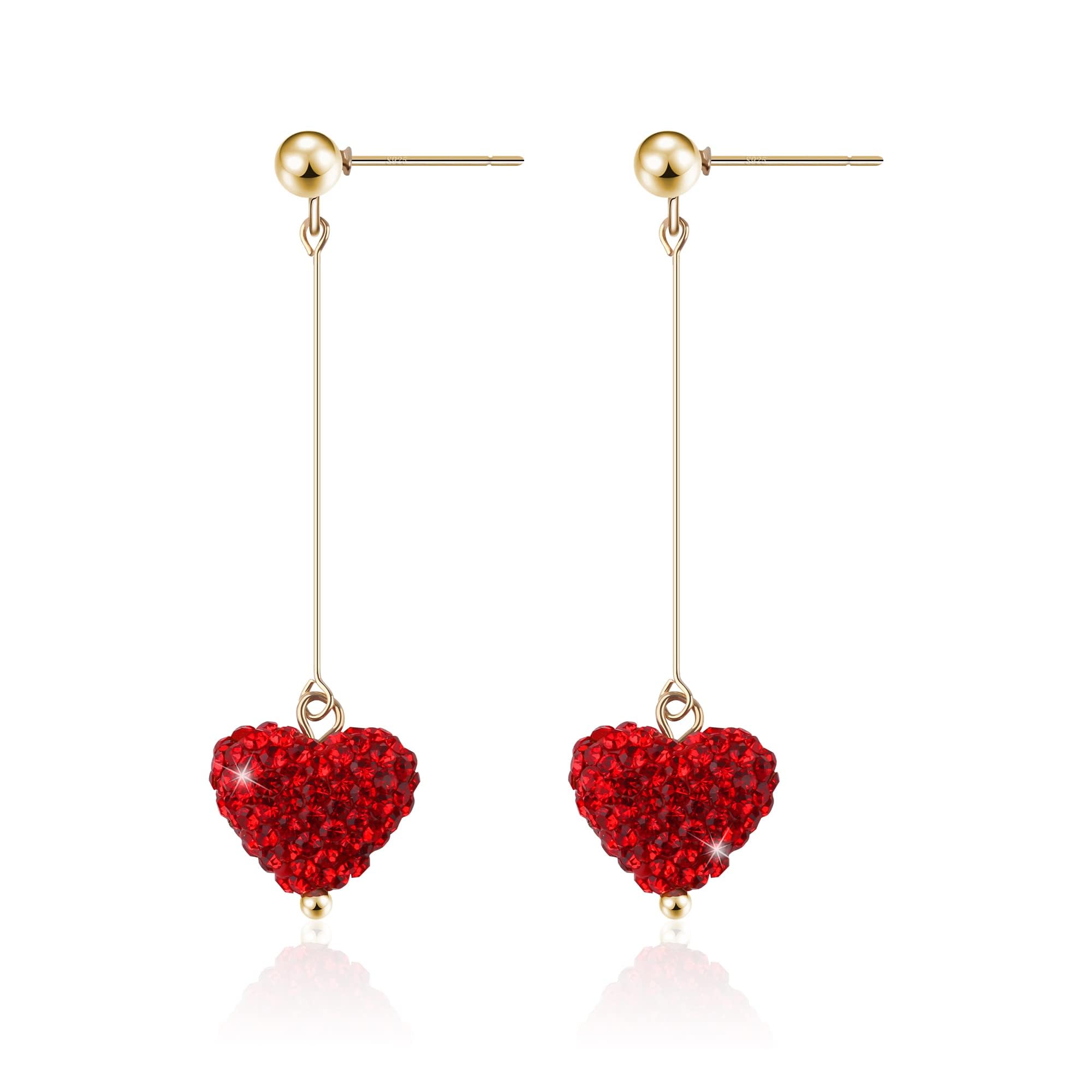 Guimertt Red Heart Dangle Earrings for Women - Valentine's Day Gift for Her, Sweet Cute Tassel Long Love Earrings for Girls | Perfect for Date Night, Anniversary & Romantic Occasions