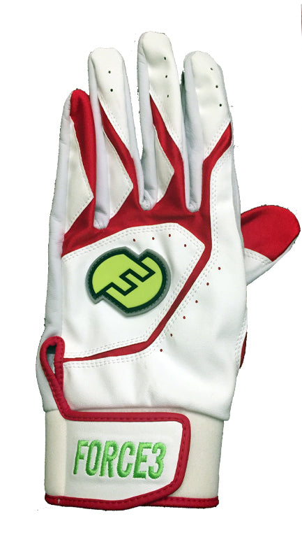 FORCE3 Pro Signature Batting Gloves - Baseball & Softball Training Gloves for Hitting Practice, Bat Grip & Fielding - Premium Leather Palm for Comfort & Durability (Perfect for Games, Training & Outdoor Sports)