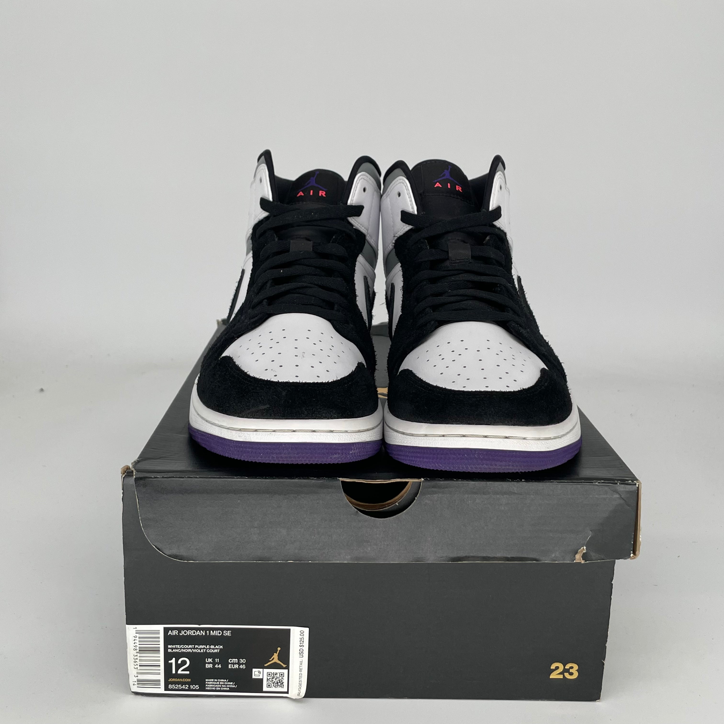 AIR JORDAN 1 MID Purple Basketball Shoes Men's Size 12 (852542-105) - Perfect for Streetwear & Casual Outfits