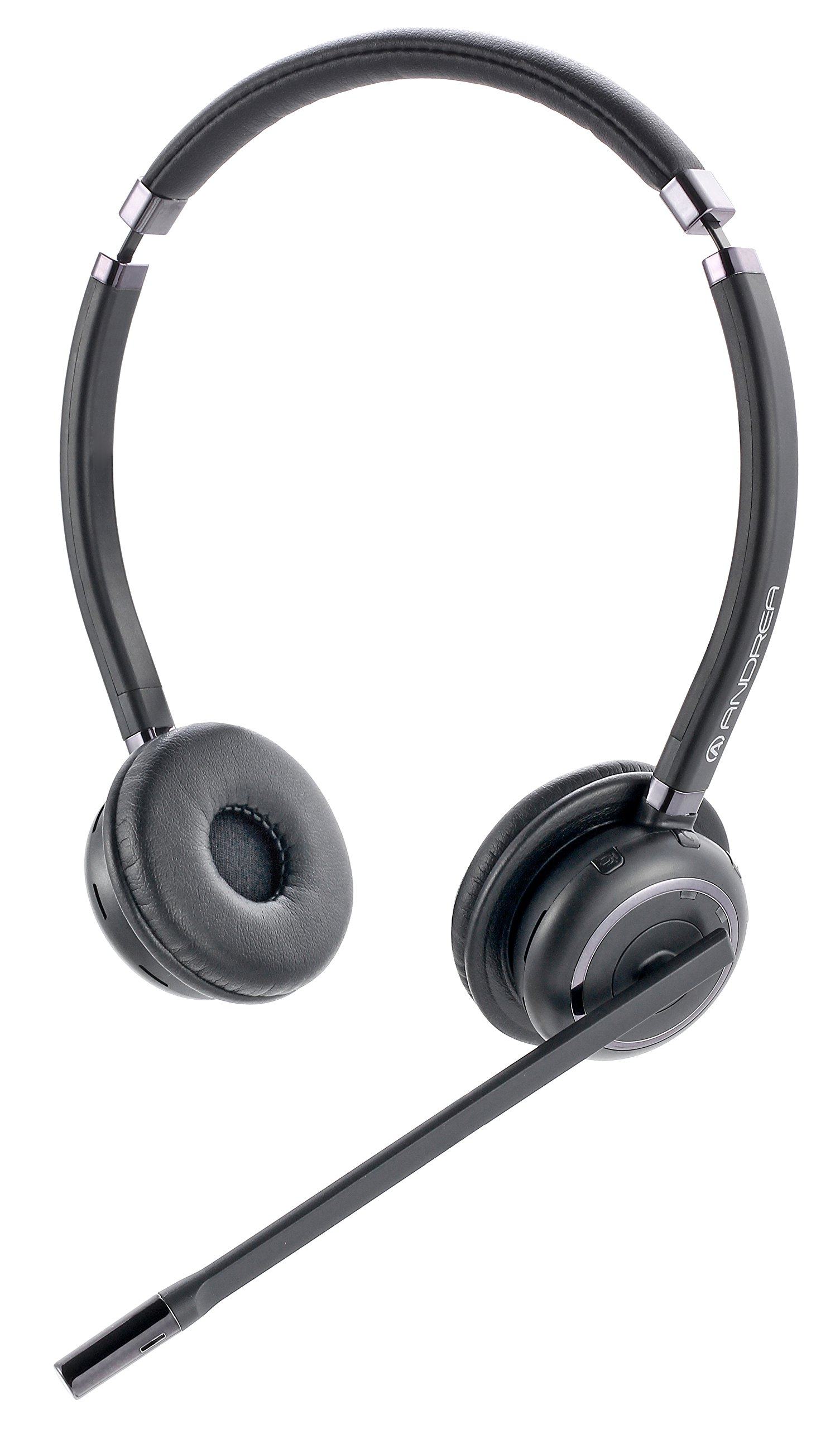 Andrea Communications C1-1030900-1 WNC-2500 Wireless Noise-Canceling Bluetooth Stereo Headset - Black | Premium Over-Ear Headphones for Office, Travel & Music Listening