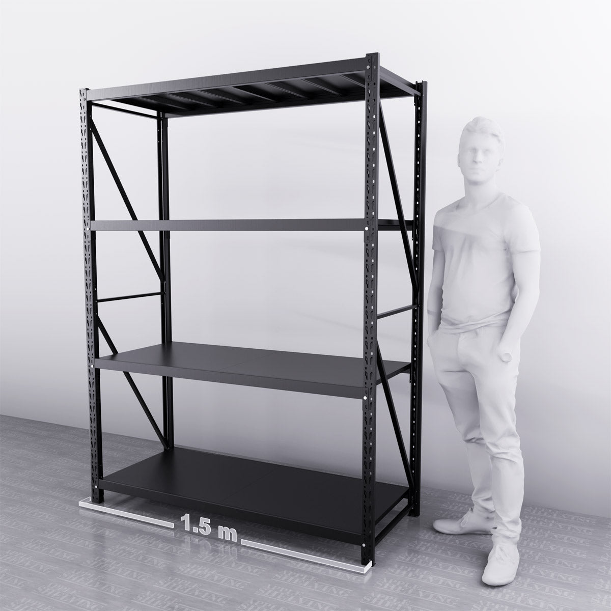 1.5m x 2m x 0.6m Heavy Duty Steel Shelving Unit - 800KG Capacity (WxHxD) - Perfect for Warehouse Storage, Garage Organization & Industrial Shelving Solutions