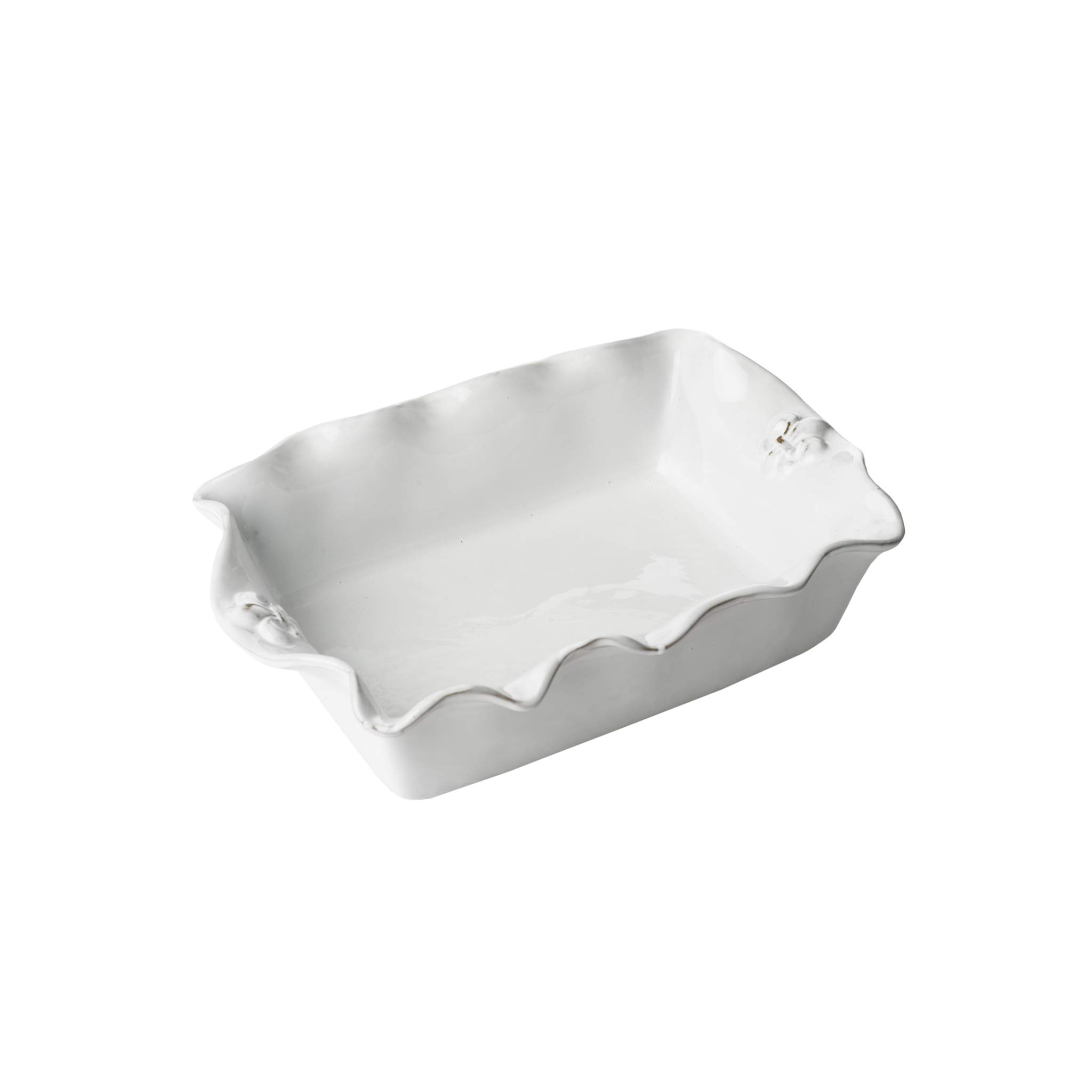 Abigails Fleur De Lis White Rectangular Casserole Dish - 3QT Ceramic Baking Pan for Oven, Microwave & Dishwasher - Perfect for Casseroles, Lasagna & Holiday Dinners (240202)