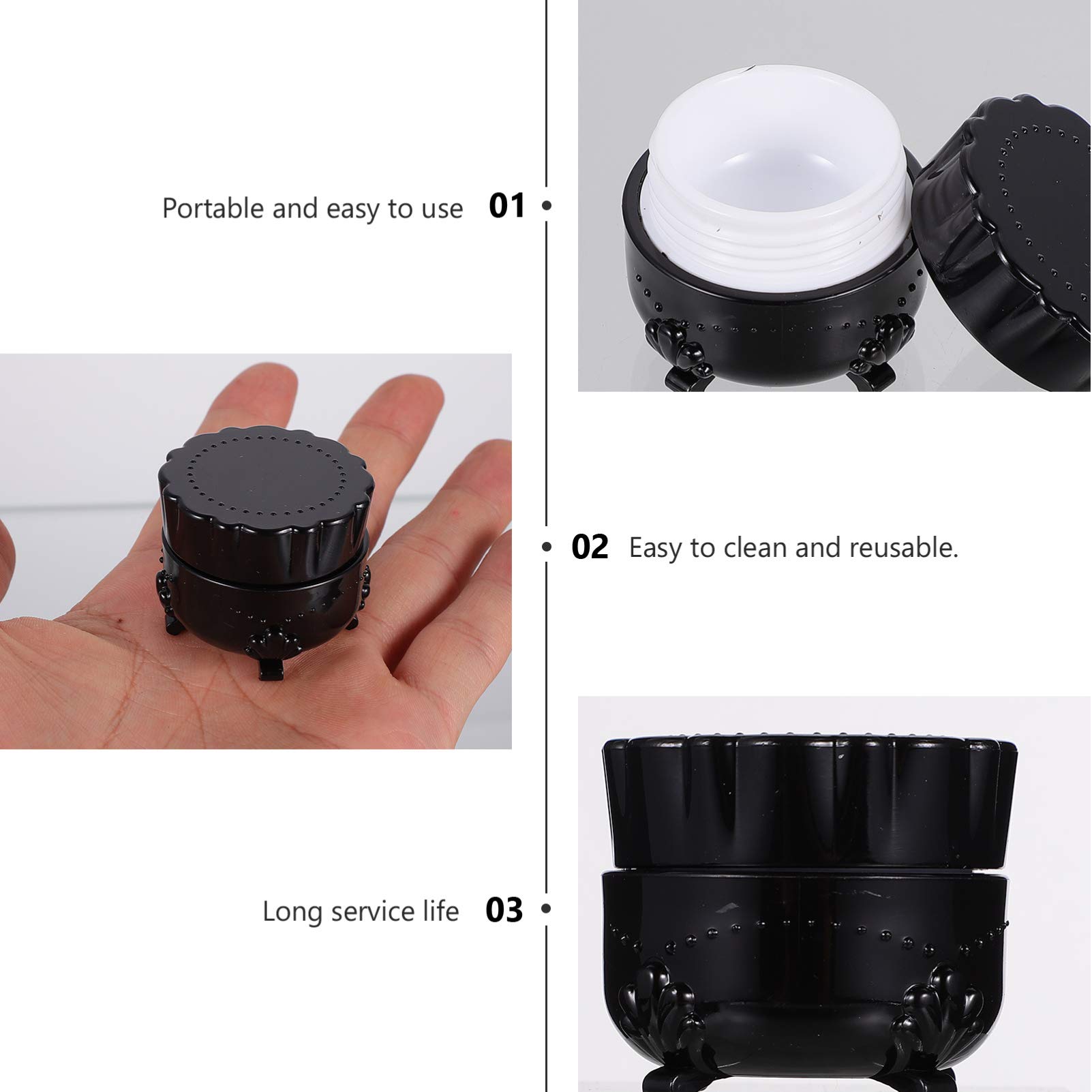 Beaupretty 10 Pack Small Travel Containers - Mini Clear Round Cosmetic Jars for Makeup Samples & Skincare (Black) | Perfect for Travel, DIY Beauty & Organizing Small Items