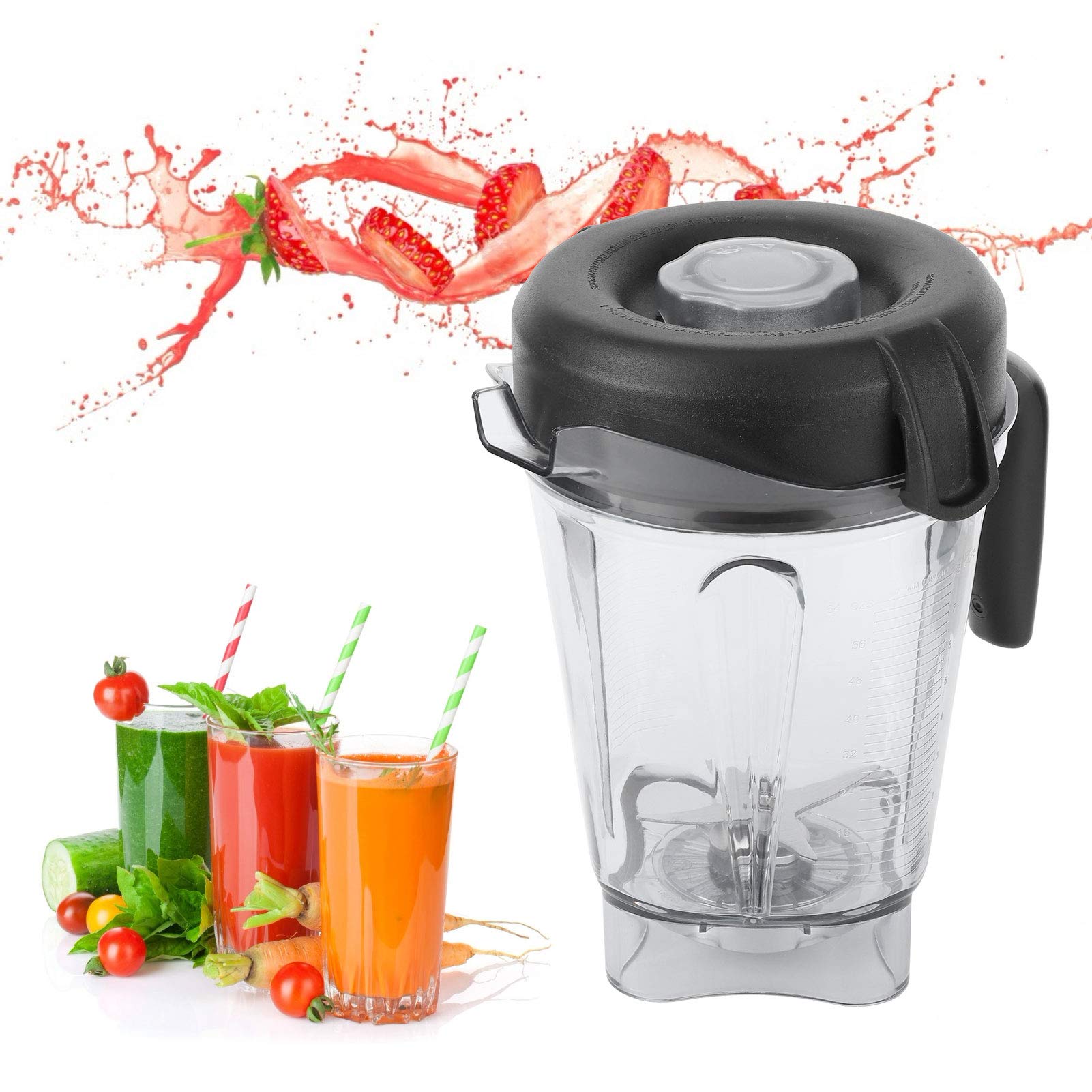 2L Transparent Blender Container with Blade Lid - Replacement Accessory for Vitamix 64oz (G-Series & 5300 Compatible) - Perfect for Smoothies, Soups & Nut Butters