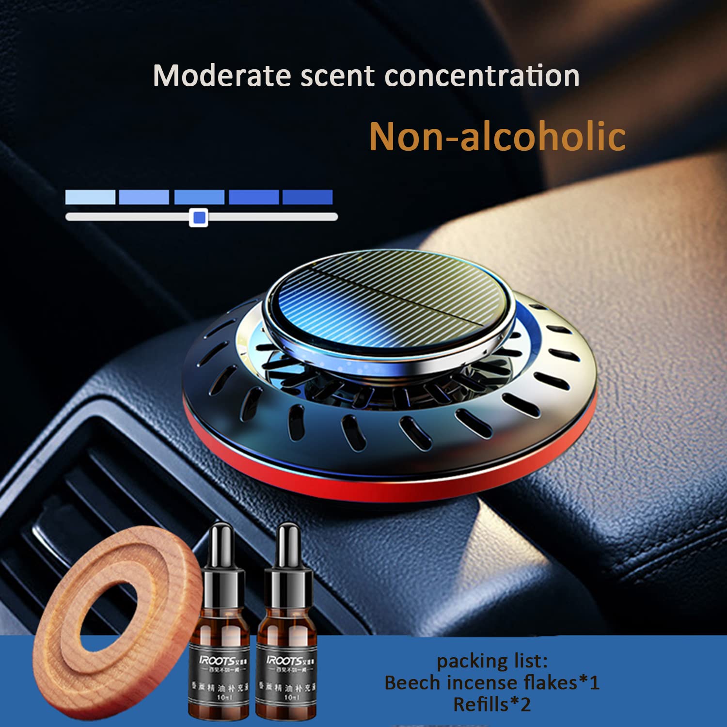 Kwak's Solar-Powered Car Air Freshener with Rotating Aromatherapy Diffuser & 4 Essential Oil Refills - Freshen Your Vehicle Naturally | Perfect for Commutes, Road Trips & Office Parking