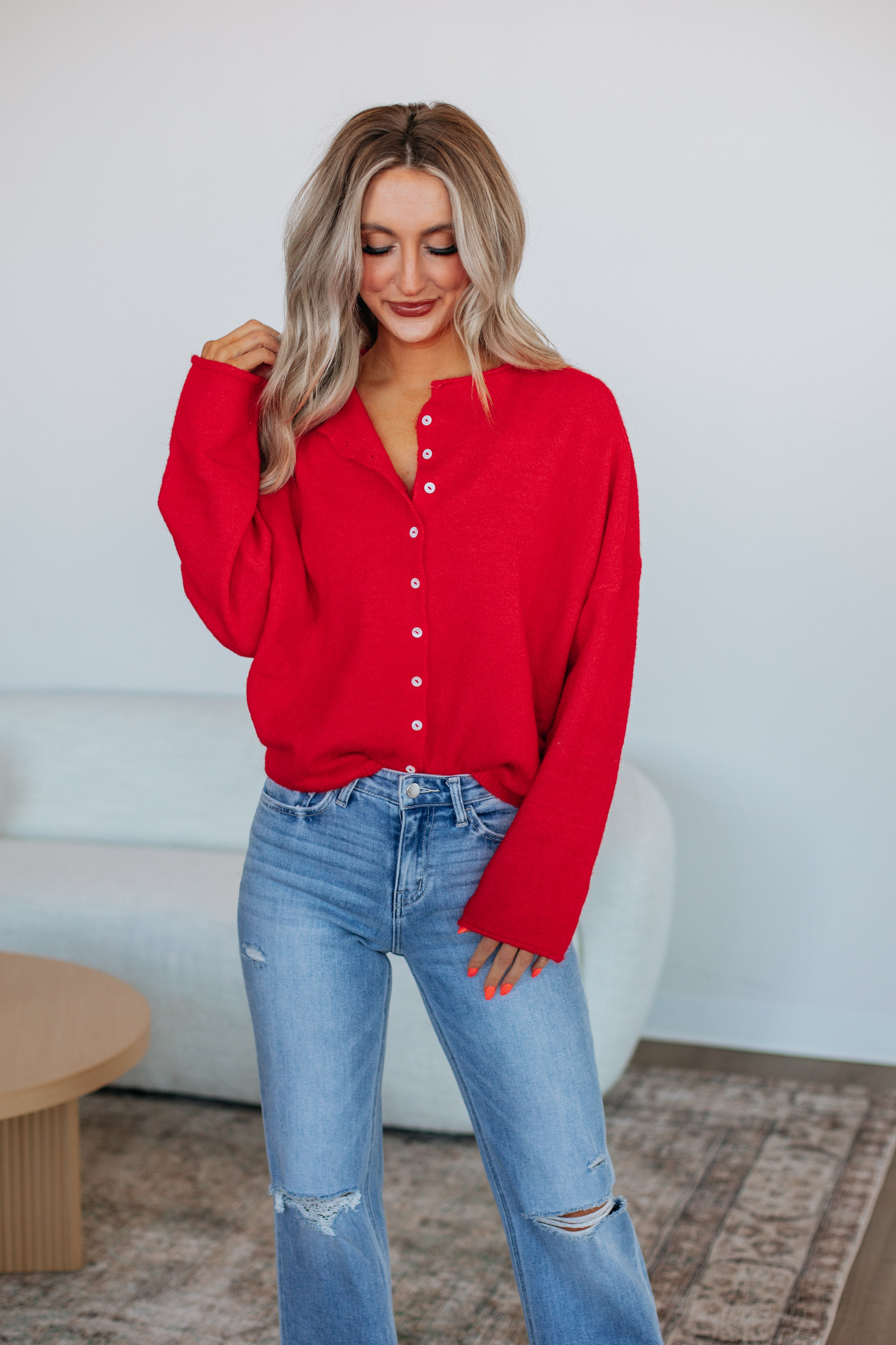 Brooke Cardigan Cherry - Stylish Women's Knit Sweater for Fall & Winter | Perfect for Casual Outfits, Office Wear & Cozy Evenings