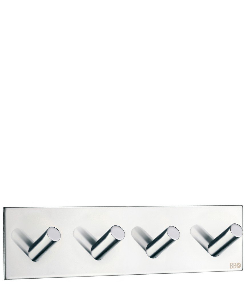 Stainless Steel Quadruple Wall Mounted Hooks - Polished Finish for Bathroom, Kitchen, Garage & Entryway Organization