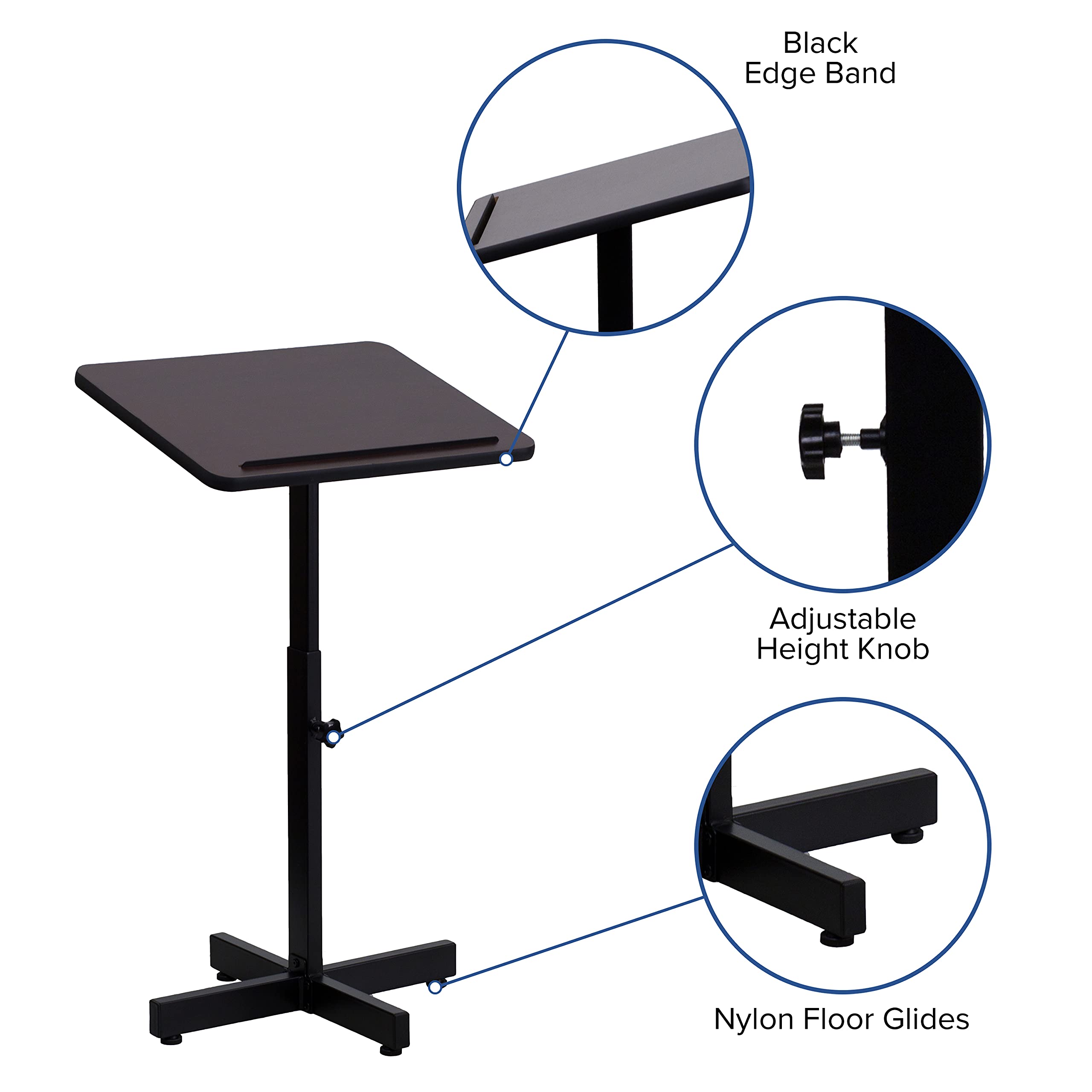 Flash Furniture Mysta Adjustable Height Metal Lectern with Mahogany Finish - Perfect for Podiums, Church Pulpits, School Presentations & Conference Room Speeches
