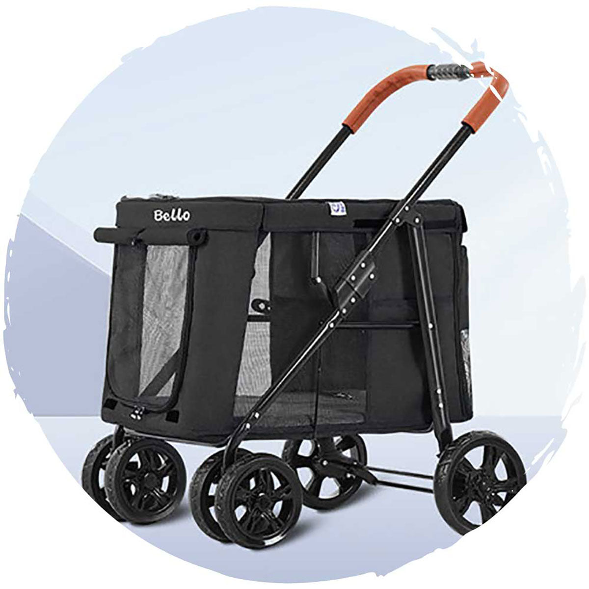 BELLO Stylish Foldable Dog Stroller for Small to Medium Dogs - Up to 30kg/66lbs Capacity - Lightweight Pet Carrier for Travel, Shopping & Outdoor Adventures