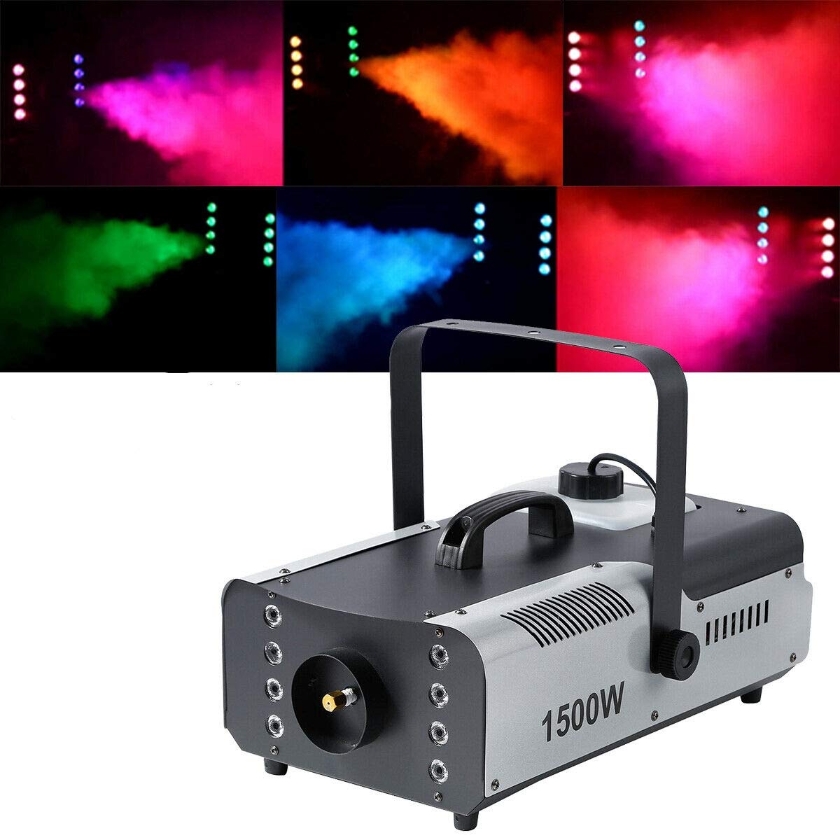 1500W Halloween Smoke Fog Machine with RGB LED Lights & Remote Control - 3-in-1 DJ Stage Fogger for Halloween Parties, Concerts, and Theater Performances