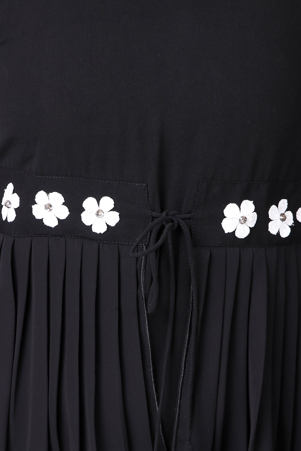 Elegant Frilled Georgette Waist A-Line Nida Abaya Dress - Perfect for Eid, Ramadan, and Special Occasions
