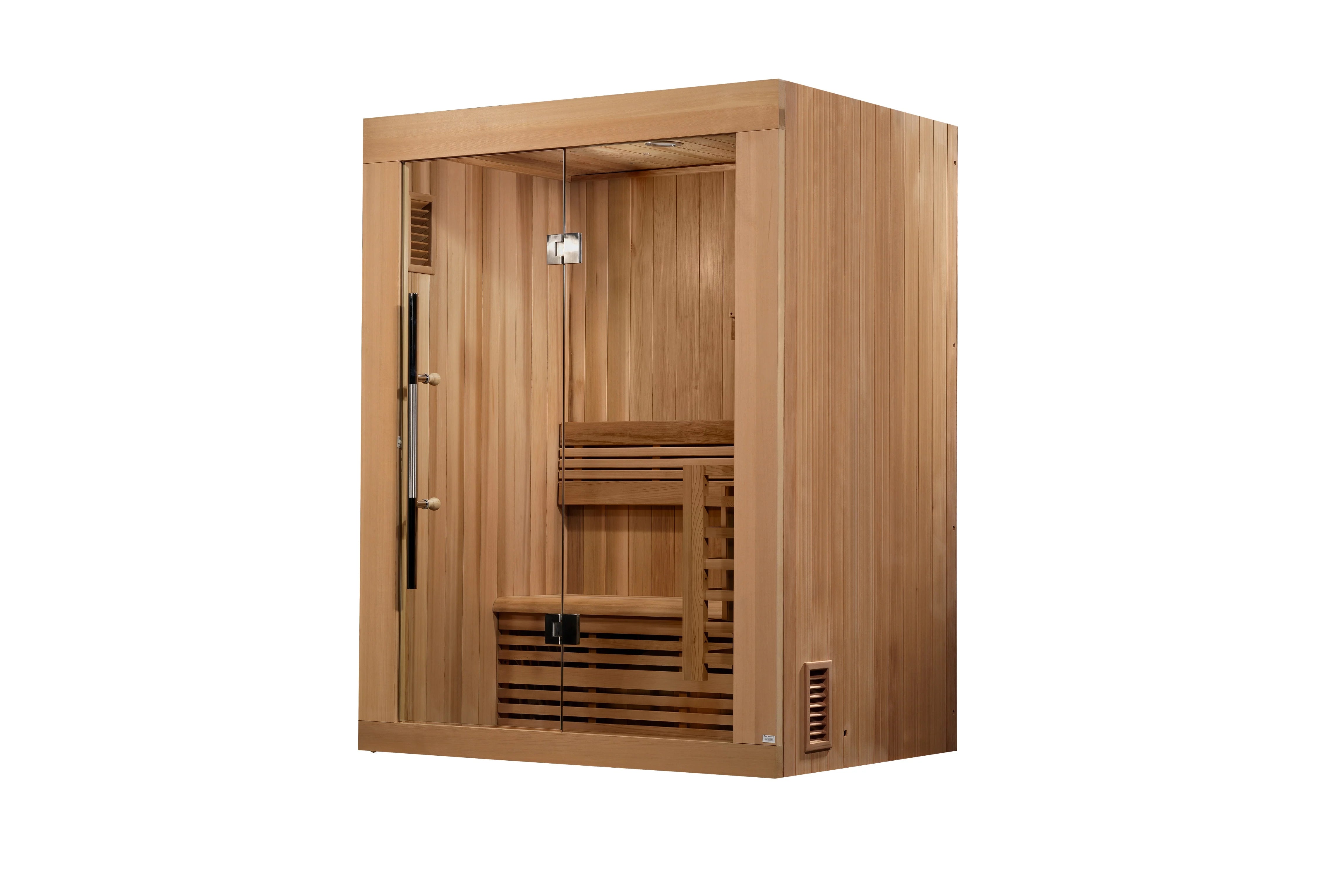 Golden Designs Sundsvall 2-Person Indoor Outdoor Traditional Sauna - Perfect for Home Relaxation & Backyard Spa Experience