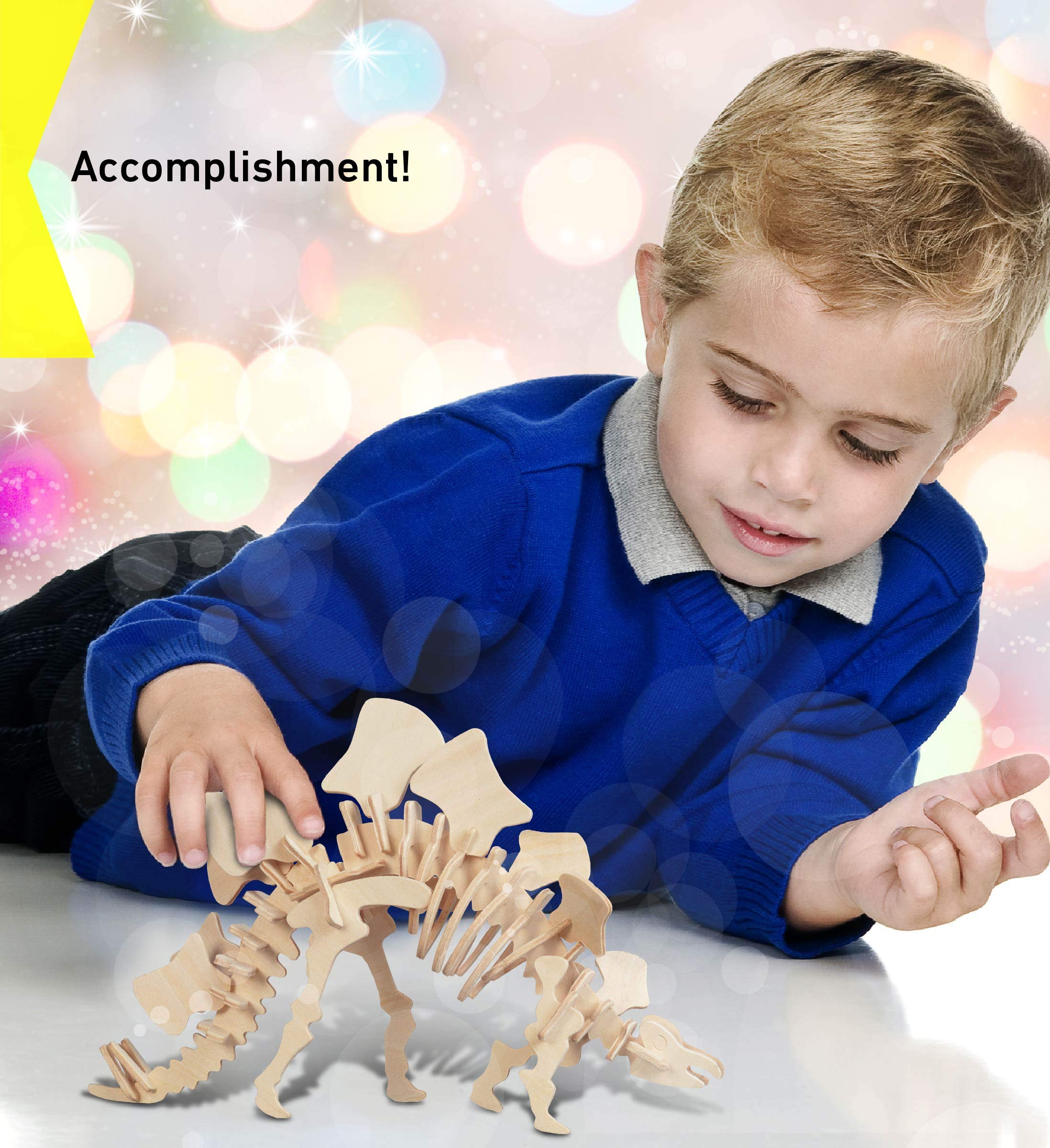 Stegosaurus Wooden Puzzle for Kids Ages 3+ | 44-Piece 3D Educational Brain Teaser Toy | STEM Learning Activity for Toddlers & Children | Perfect for Birthday Gifts, Classroom Activities & Family Game Night
