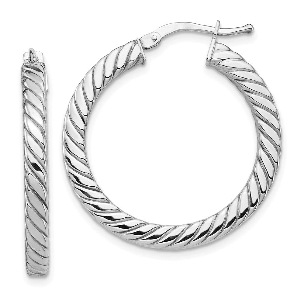 14K Gold Polished & Twisted 3mm Square Tube Hoop Earrings for Women - Elegant Everyday Jewelry, Perfect for Work, Date Night & Special Occasions