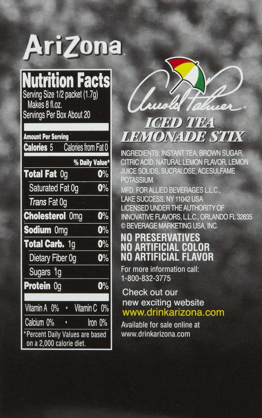 Arizona Arnold Palmer Half & Half Iced Tea Lemonade Drink Mix - 1.27oz Box (10 Sticks) | Refreshing Summer Beverage for Home, Office & Outdoor Activities