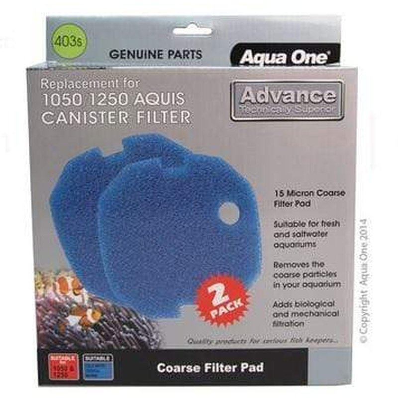 Aqua One Sponge 15ppi 2pk for Aquis 1050/1250 Aquarium Filter - High-Quality Foam Media for Fish Tank Maintenance (Model 25403s) - Perfect for Freshwater and Saltwater Aquariums