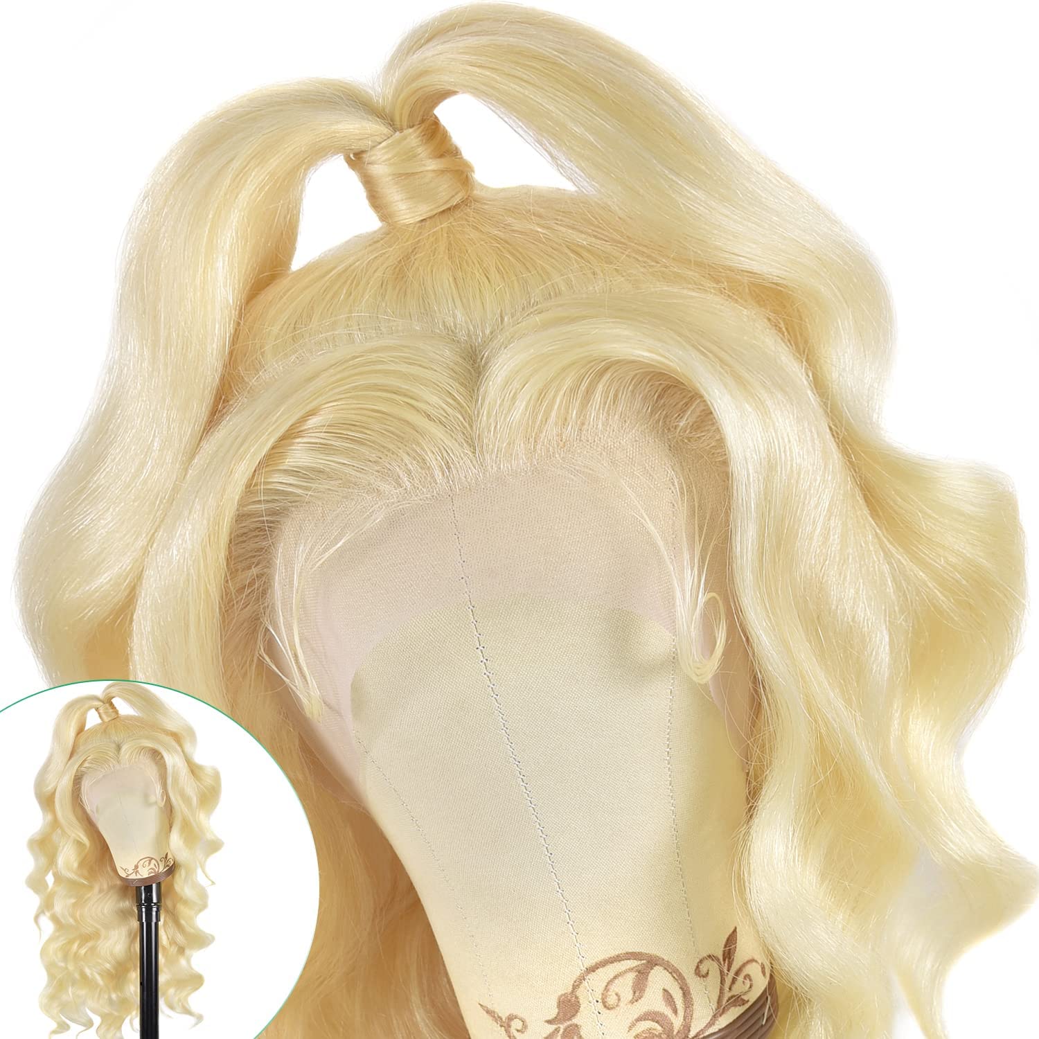 613 Lace Front Wig Human Hair 13x4 HD Lace Frontal - 180% Density Body Wave Blonde Pre-Plucked with Baby Hair (32 Inch) - Perfect for Cosplay, Daily Wear & Special Occasions