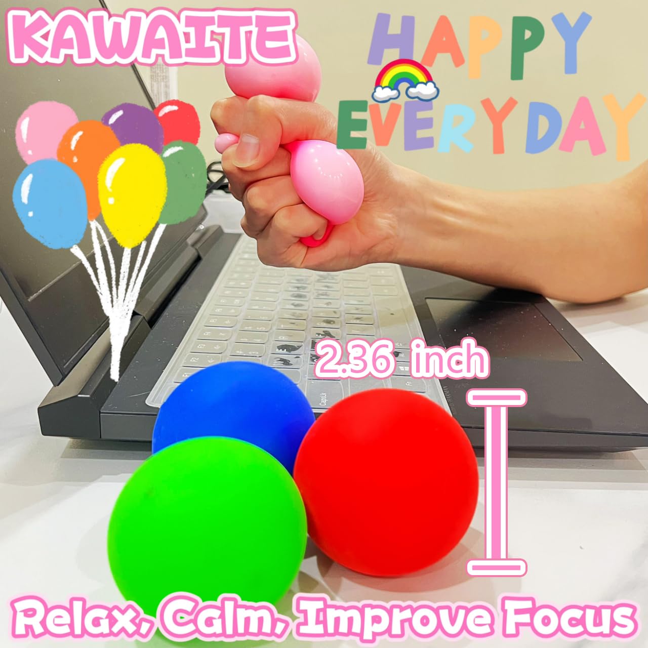 Soft Squishy Dough Stress Ball for Kids & Adults - 1 Pack Stretchy Squeeze Fidget Toy, Pink Anxiety Relief Ball for Teens with ADHD, Autism & Special Needs | Perfect for Office, Classroom & Home Stress Relief