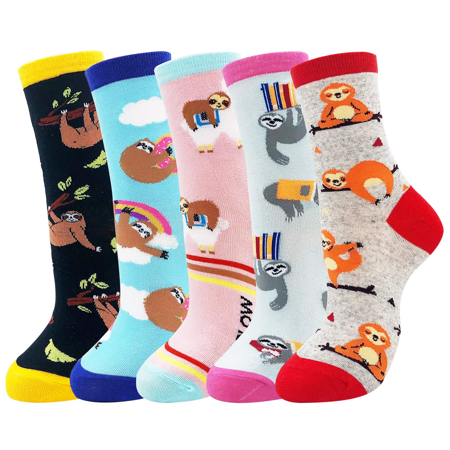 Funny Cute Socks for Women - 5 Pairs Pack | Moyel Comfortable Novelty Socks | Perfect Gift for Her, Christmas, Birthday & Everyday Wear