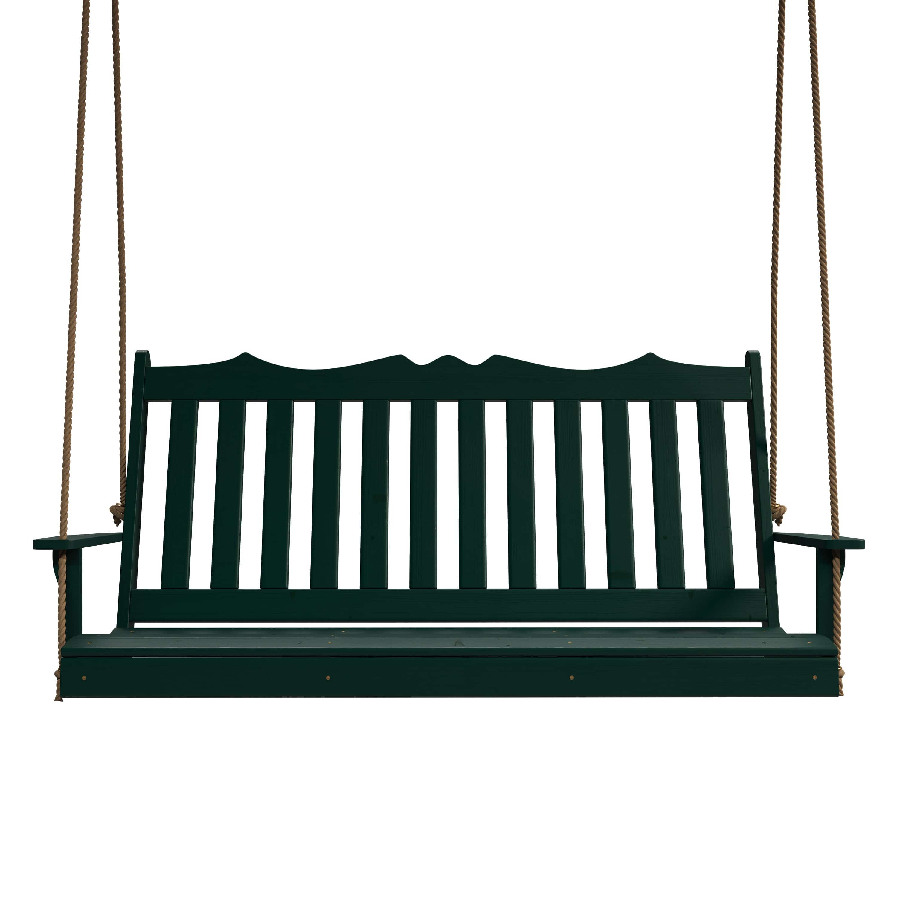 Keystone Amish Co. 6 Foot York Porch Swing - Dark Green Outdoor Hanging Bench for Garden, Patio, Backyard Relaxation & Decoration