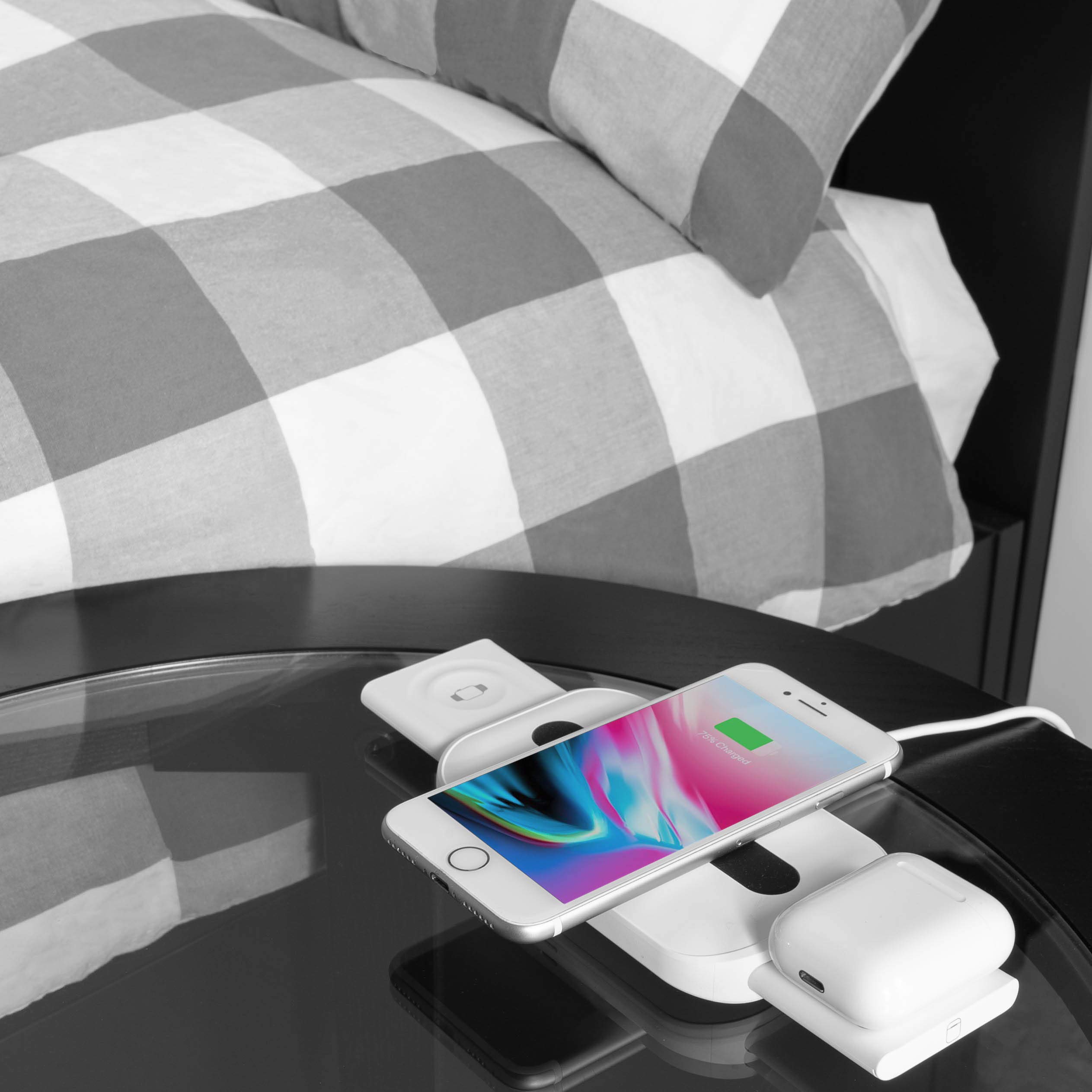 BLANCO 3-in-1 Wireless Charging Station for iPhone 11 Pro Max/X/XS/XR/8 Plus, Apple Watch & AirPods Pro - Fast Qi Wireless Charger for Multiple Devices | Perfect for Home, Office & Travel Charging Needs