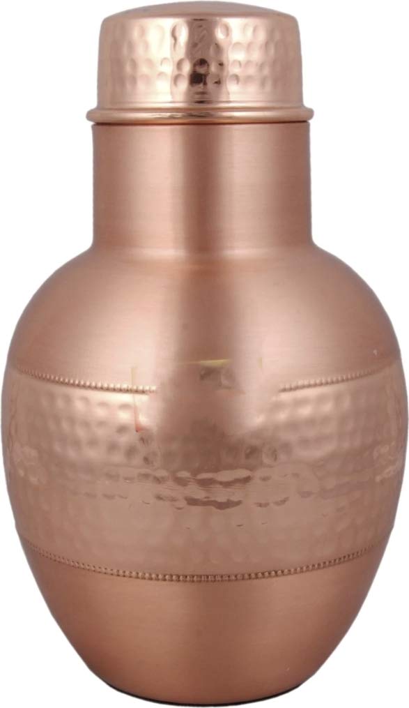 Handmade Copper Jar Water Bottle with Built-in Glass - Heavy Gauge 1800ml (64oz) - Hammered Finish for Ayurvedic Water Storage & Wellness - Perfect for Yoga, Meditation & Home Decor