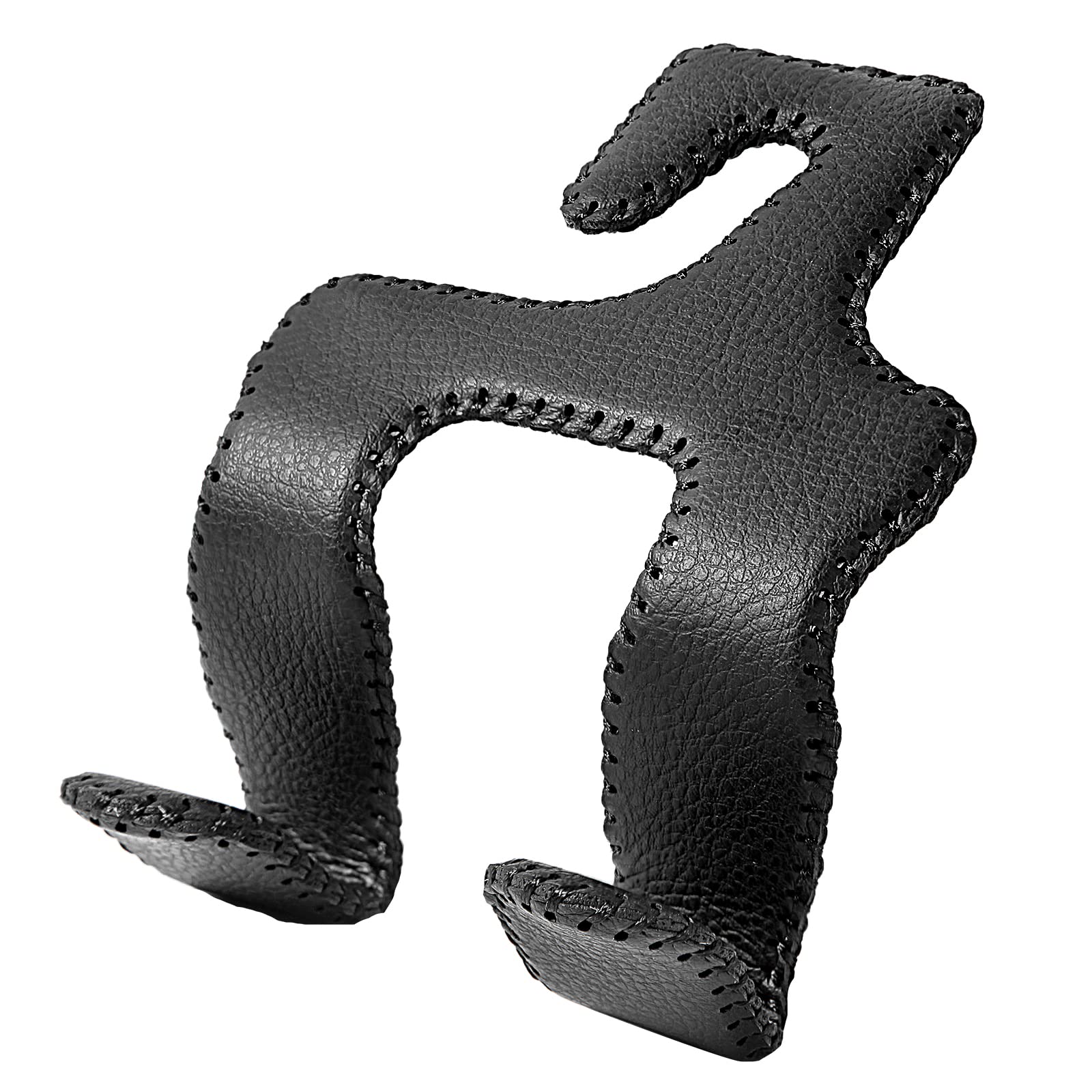 Upgraded 2-in-1 Car Headrest Hooks for Purses, Bags & Accessories - Durable Back Seat Organizer Hanger with Leather Storage Holder - Perfect for Vehicles, Travel & Daily Commute (1-Pack, Black)