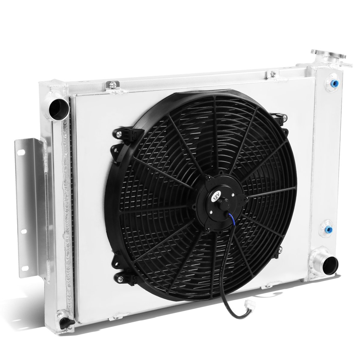 DNA Motoring RA+FS-CAMARO68-3 3-Row Aluminum Radiator with Fan Shroud for 1967-1969 Chevy Camaro & Pontiac Firebird (I6/V8, Manual Transmission) - 21.25