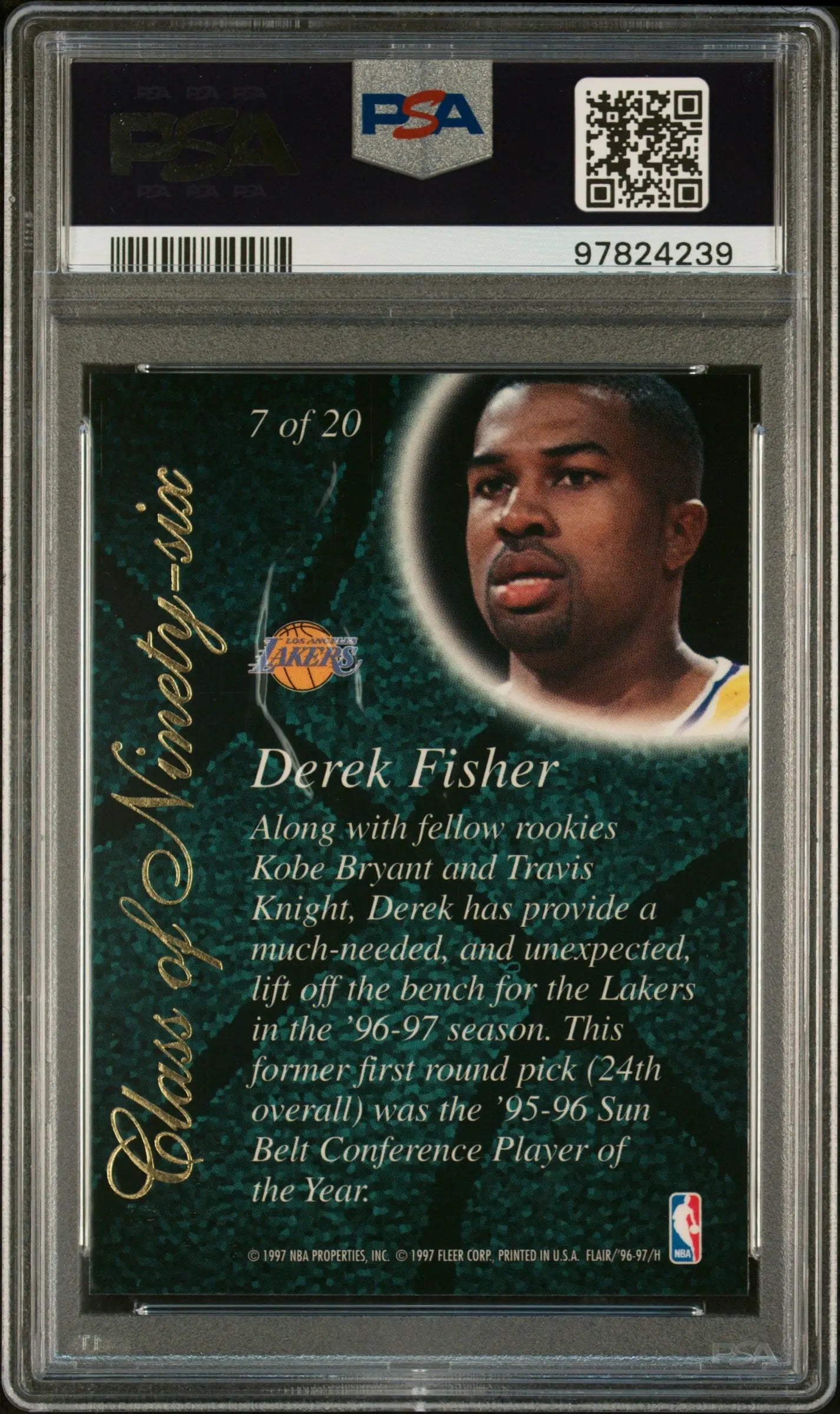 1996 Flair Showcase Class Of '96 Derek Fisher Rookie Card PSA 9 - Perfect for NBA Memorabilia Collectors and Lakers Fans