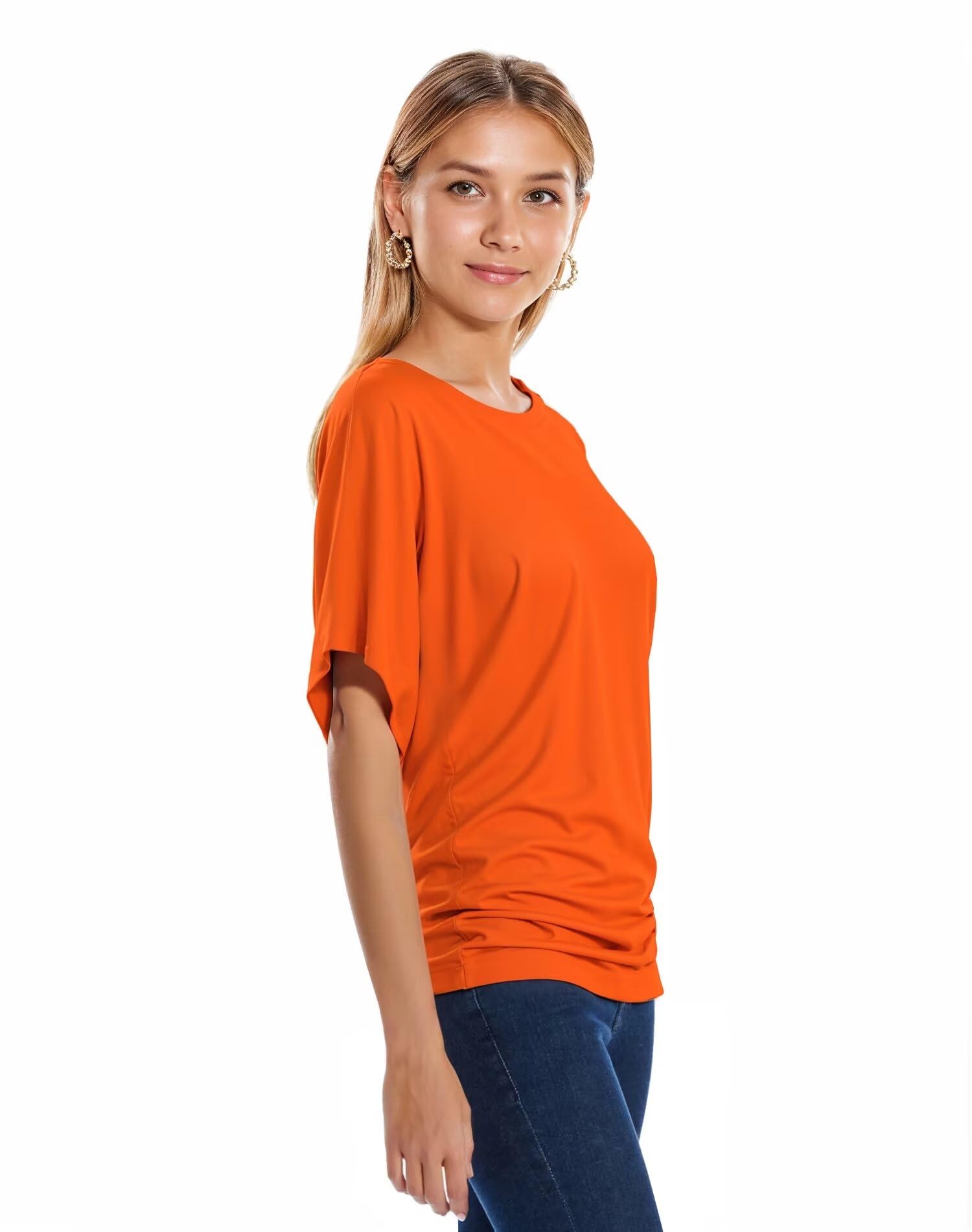 Hybrid & Company Women's Super Comfy Boat Neck Dolman Top Shirt - Soft Casual Blouse for Everyday Wear, Work & Weekend Outfits