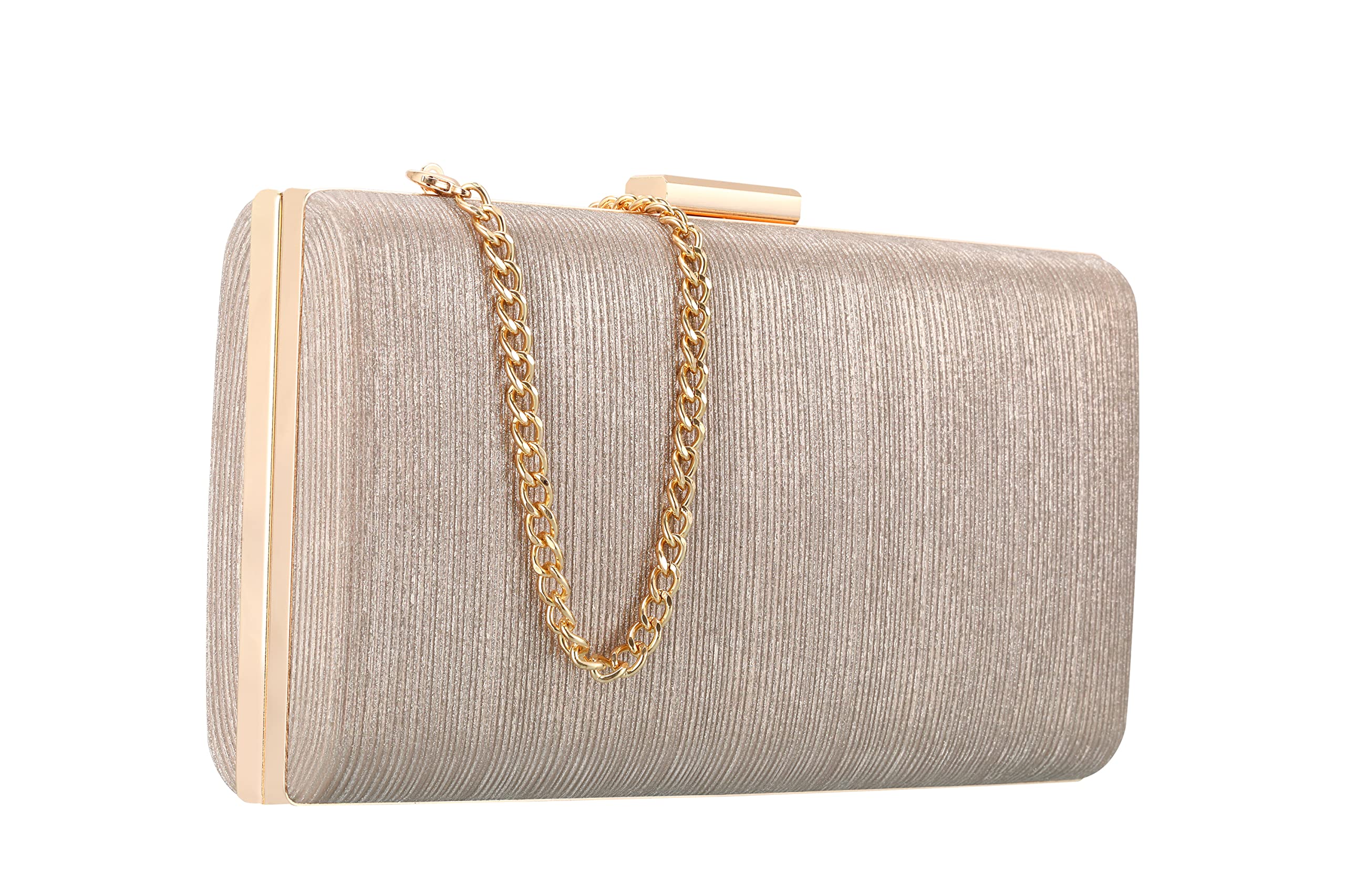 Rucavono Women's Gold Clutch Purse - Elegant Evening Handbag for Wedding, Party, Bridal & Prom | Perfect Shoulder Bag for Special Occasions & Formal Events