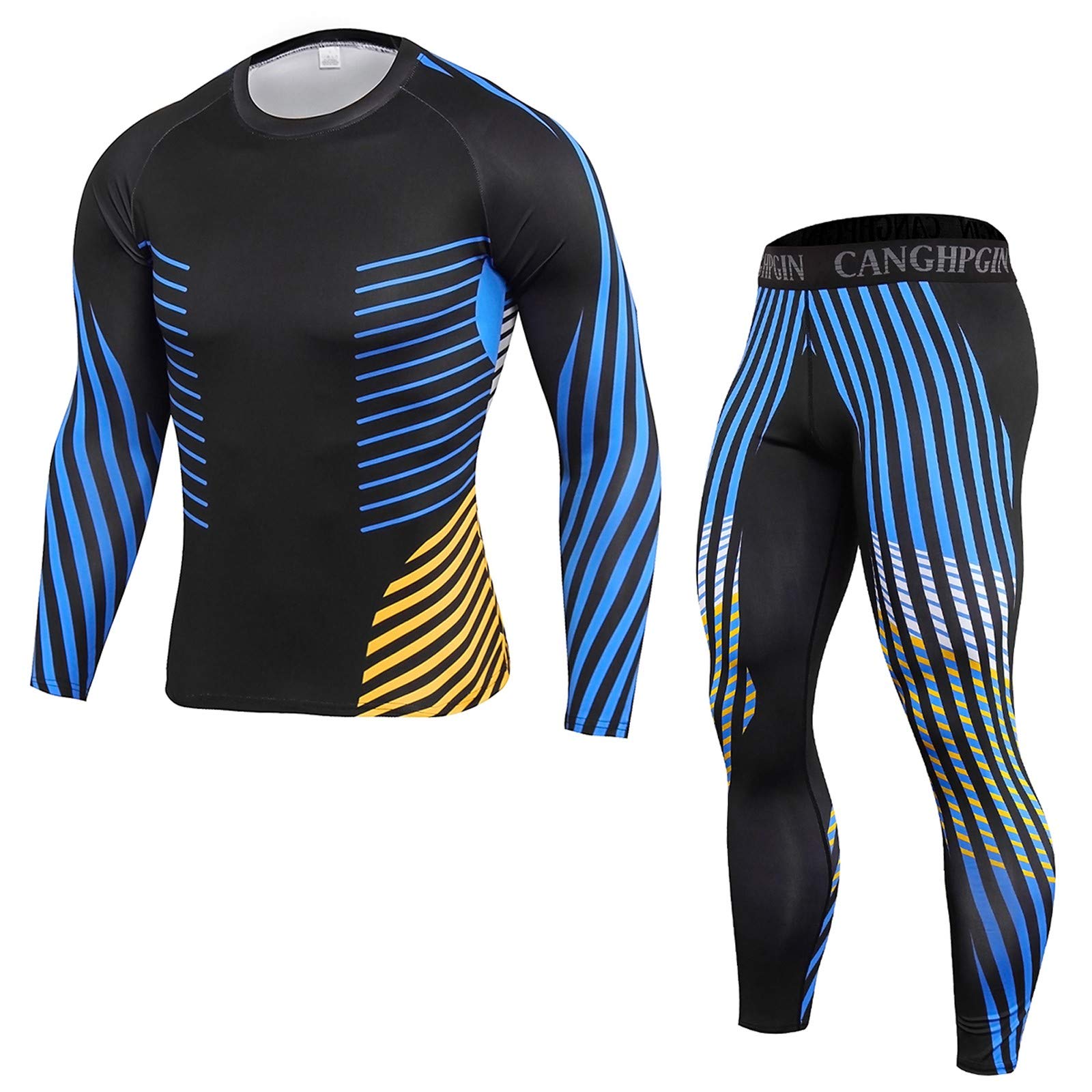 **Men's Compression Workout Set - Long Sleeve Shirt & Leggings for Fitness, Sports, Yoga & Athletic Training | Gym & Running Outfit**