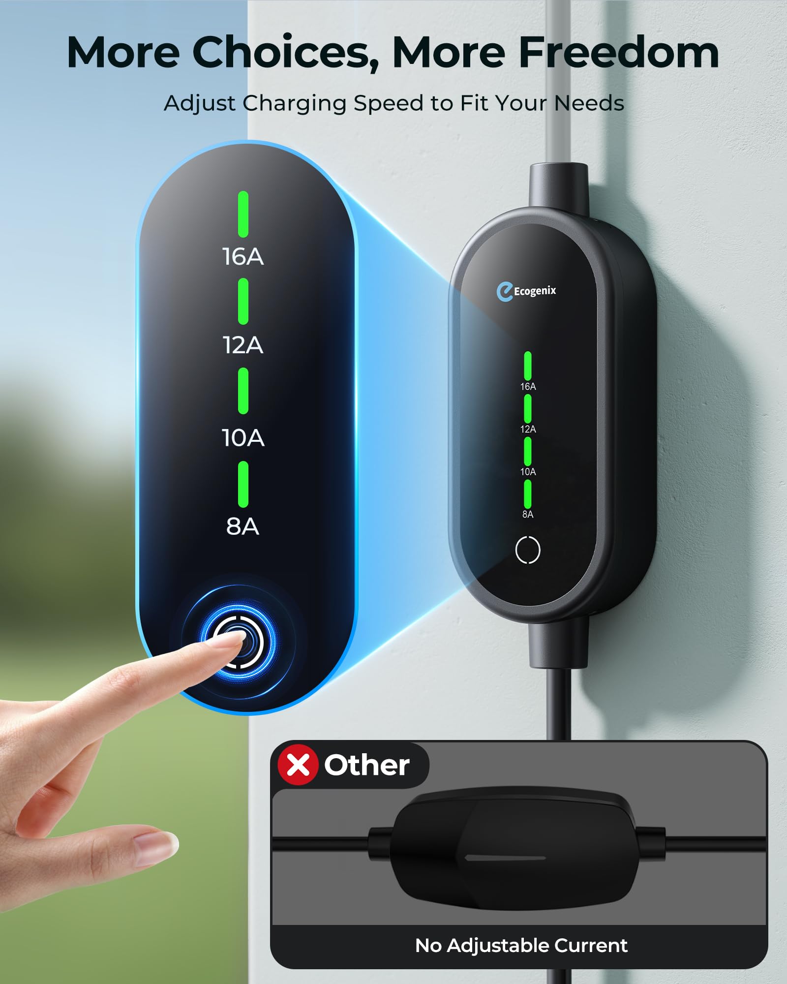 2025 Upgraded Level 1 & 2 EV Charger - 16A Portable Electric Car Charger with Adjustable Current | 110V-240V Wide Voltage | NEMA 5-15 & 6-20 Plug | 21ft Cable | Compatible with All SAE J1772 EVs | Perfect for Home, Garage & Road Trip Charging