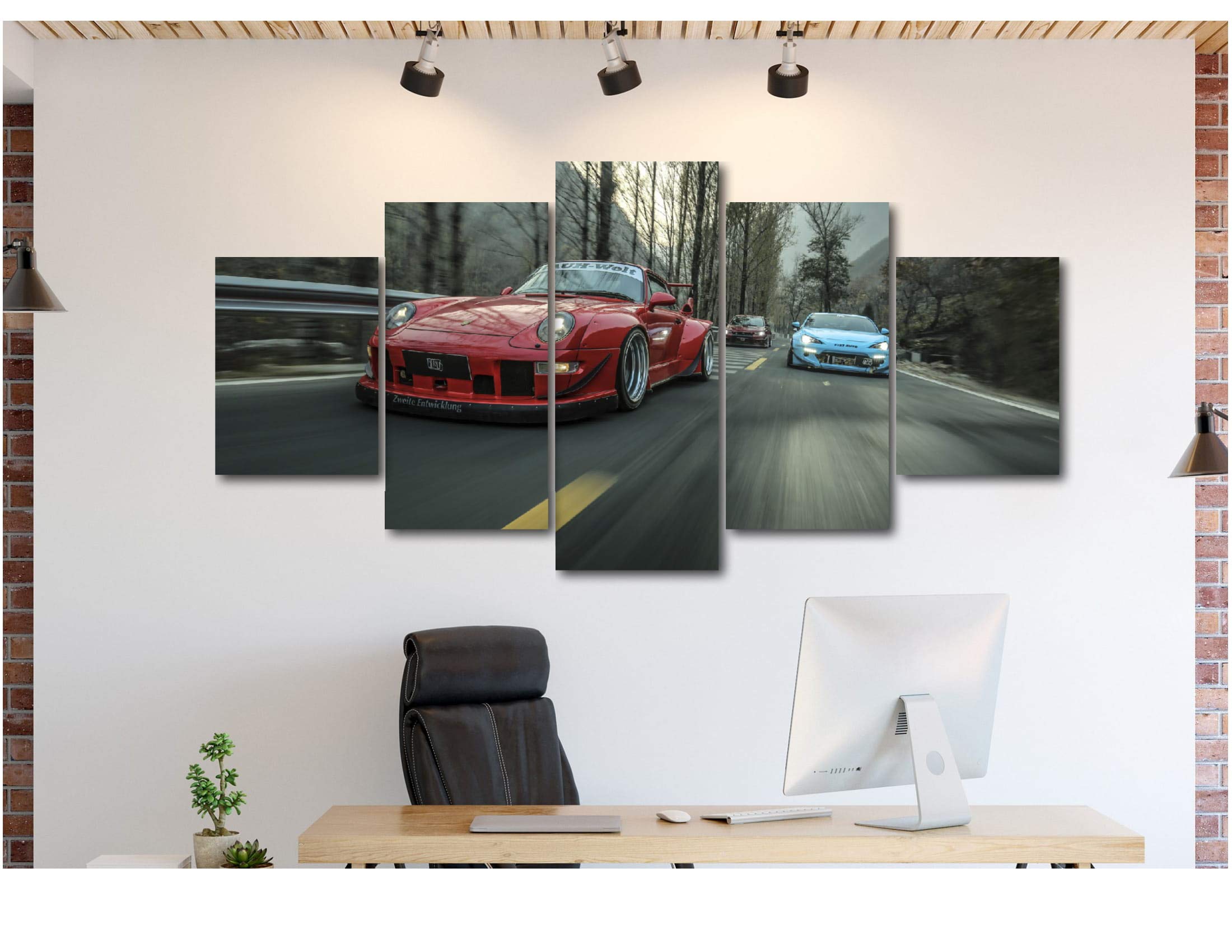 5-Piece Luxury Canvas Wall Art - Sports Cars & Supercar Collection (Porsche GT 911) - Modern Home & Office Decor for Car Enthusiasts - Perfect for Living Room, Bedroom, Man Cave & Garage