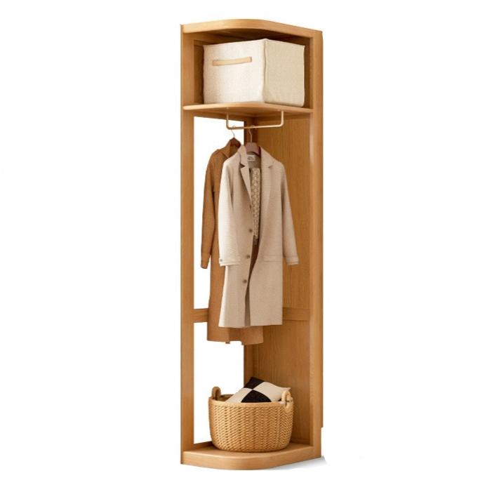 Solid Oak & Cherry Wood Corner Triangle Cabinet - Stylish Wardrobe Storage for Bedroom, Living Room, and Office Organization