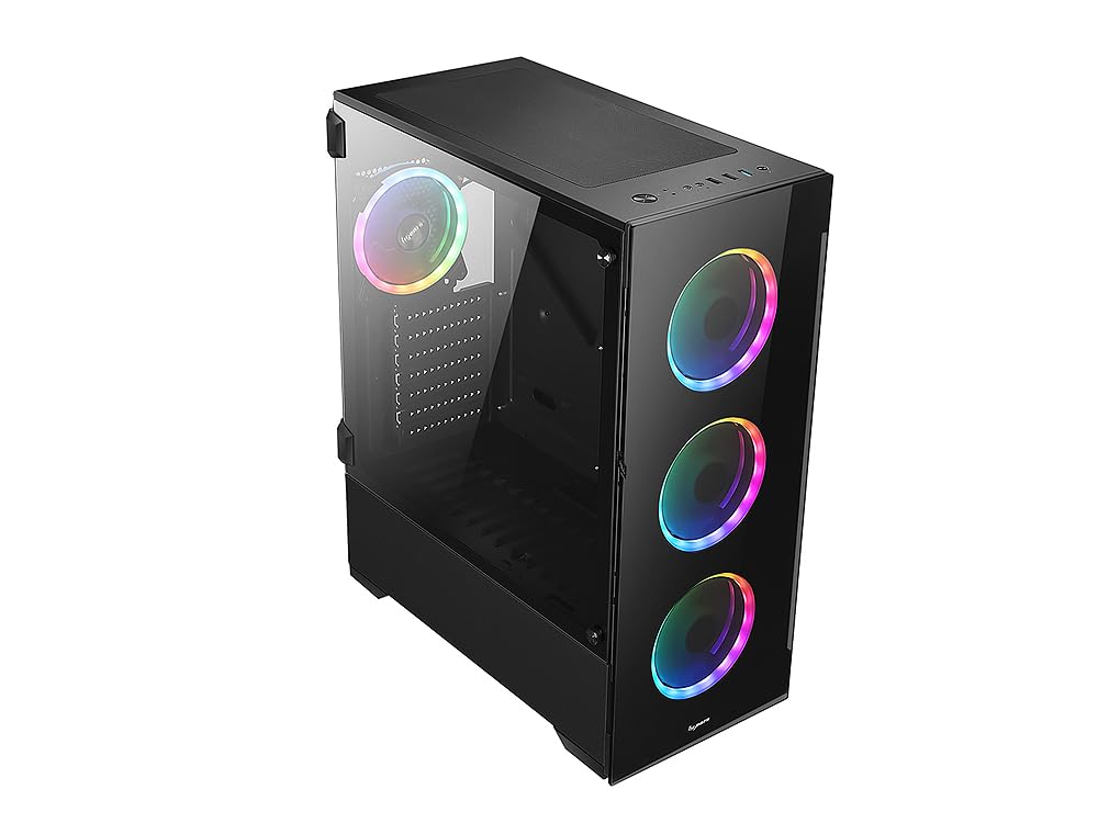Bgears b-Voguish Gaming PC Case - ATX Mid Tower with Tempered Glass, USB 3.0 Ports, Supports E-ATX/ATX/mATX/ITX Motherboards (Fans Not Included) - Perfect for Gaming Rigs, Workstations & Custom PC Builds