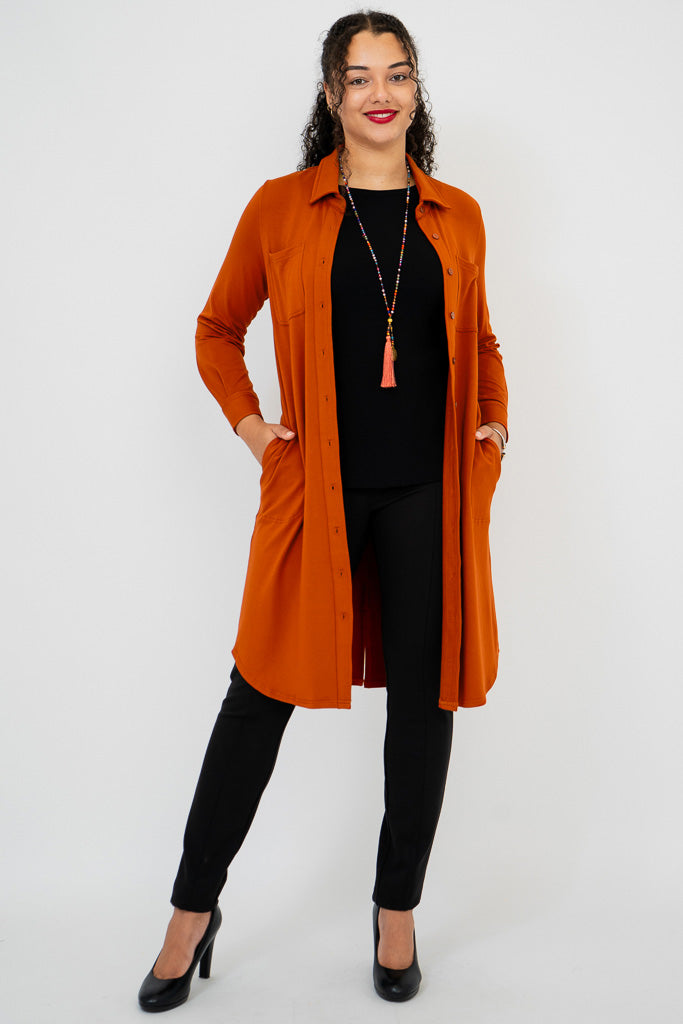 Premium Lois Duster Coat in Elegant Copper & Bamboo Colors - Stylish Outerwear for Women | Perfect for Fall Fashion, Office Wear & Casual Outings